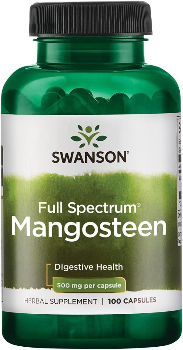 Swanson Mangosteen Skin Blood Sugar GI Tract Herbal Supplement 500 mg 100 Capsules (Caps)