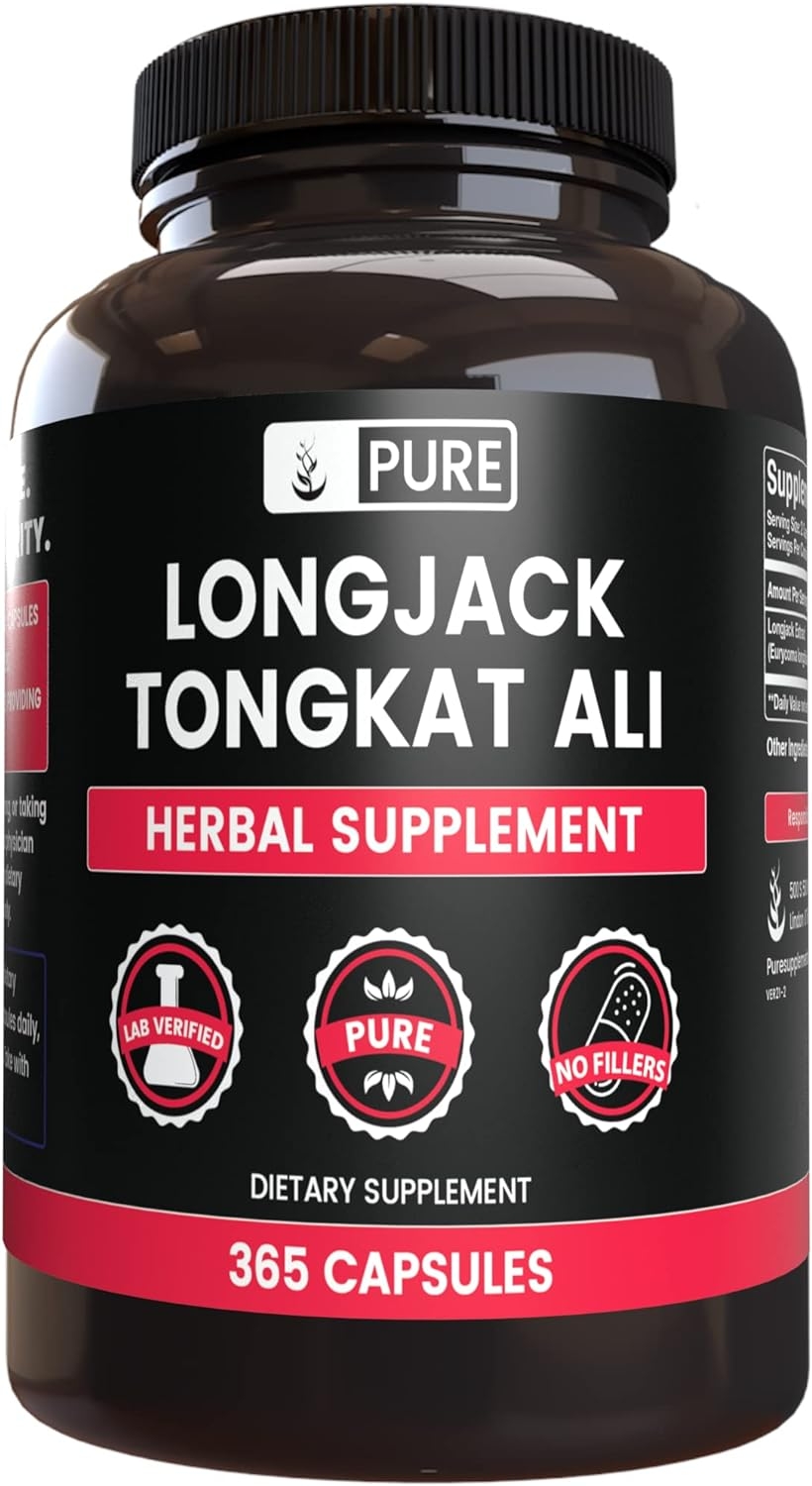 Longjack Tongkat Ali (365 Capsules) Naturally Sourced, Non-GMO & Gluten-Free, Made in The USA (1520 mg Serving)