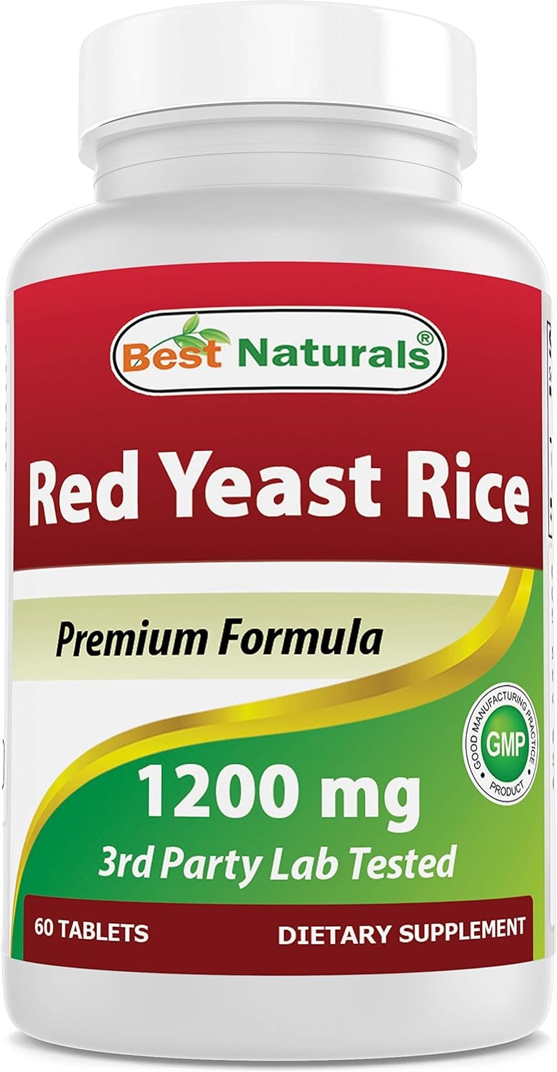 Best Naturals Red Yeast Rice 1200 Mg Tablet for Healthy Cholesterol Level, 60 Count (817716015859)