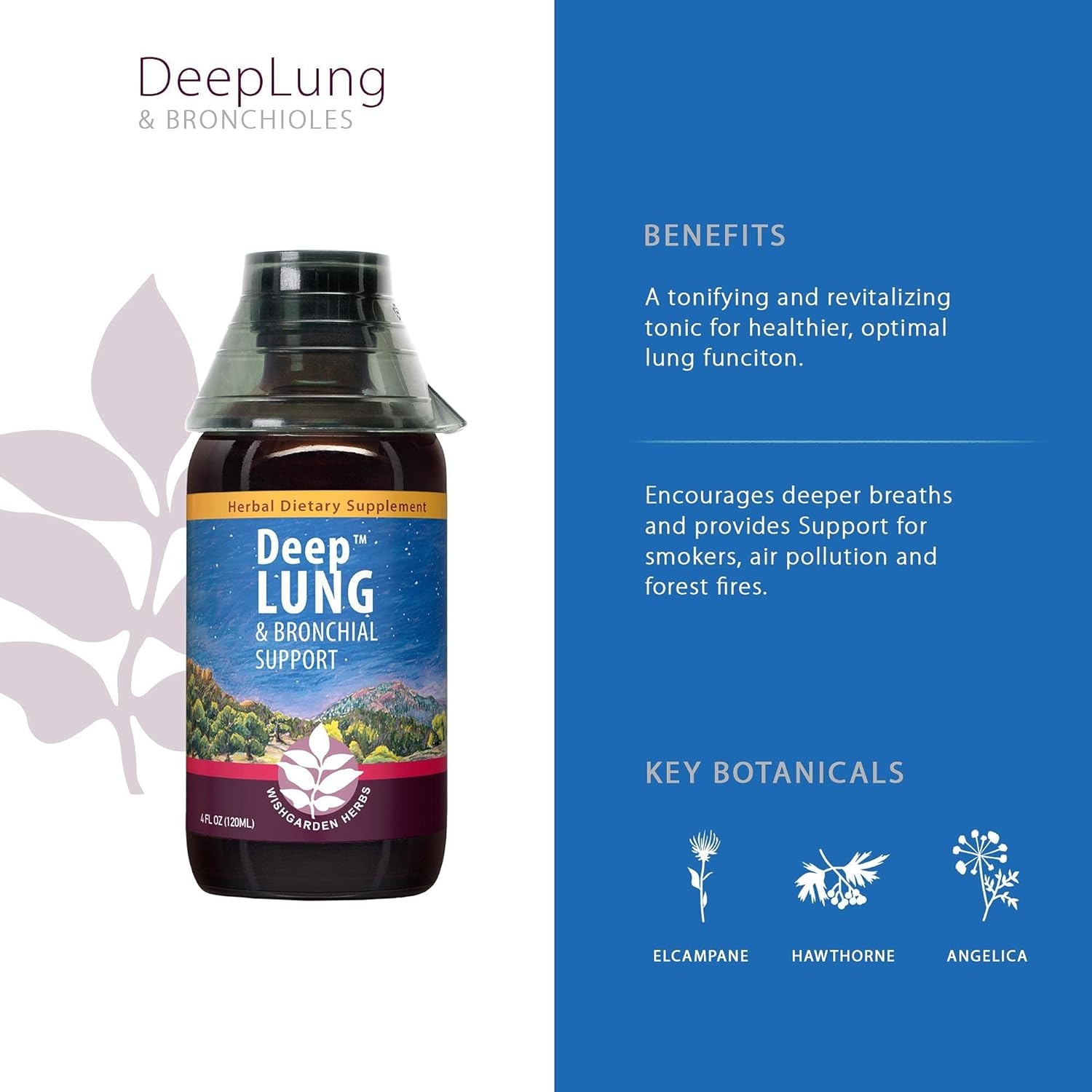 WishGarden Herbs Deep Lung - Organic Lung Support Tincture with OSHA Root and Elecampane Root, Herbal Respiratory Relief Lung Tonic, Promotes Healthy Lung Strength and Function (2oz)