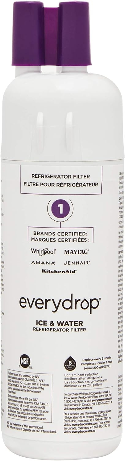 EveryDrop by Whirlpool Refrigerator Water Filter 1, EDR1RXD1 (Pack of 1)