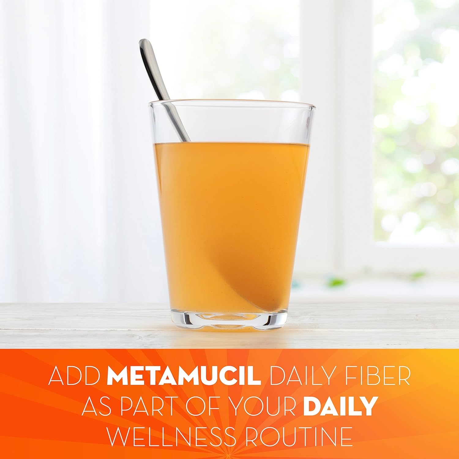 Metamucil, Daily Psyllium Husk Powder Supplement, Sugar-Free Powder, 4-in-1 Fiber for Digestive Health, Orange Flavored Drink, 180 teaspoons