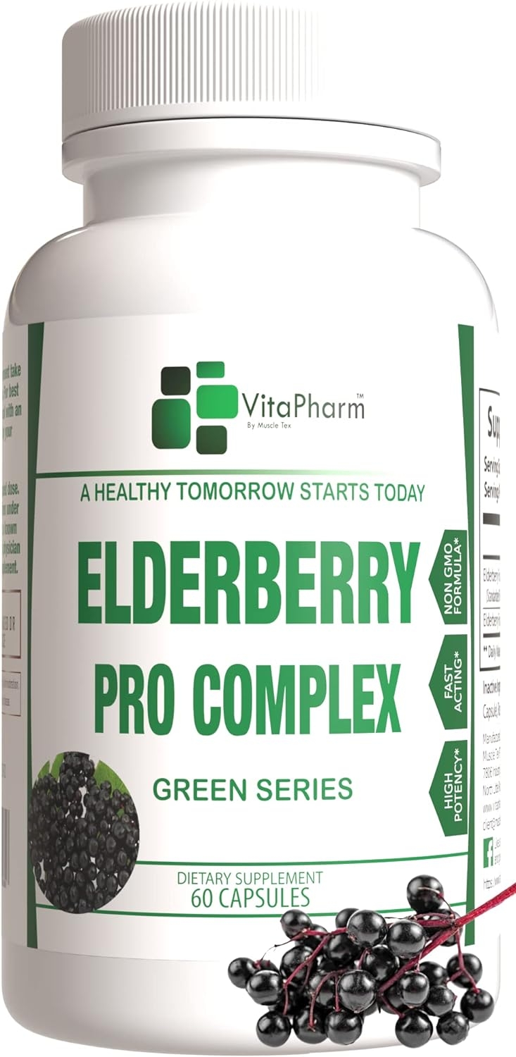 Elderberry Herbal Supplements | Adult Immune Support - 5:1 Ratio | 6000mg Equivalent Daily Serving | Sambucus Complex for Men & Women | Natural Powder Extract for Adults | 60 Capsules