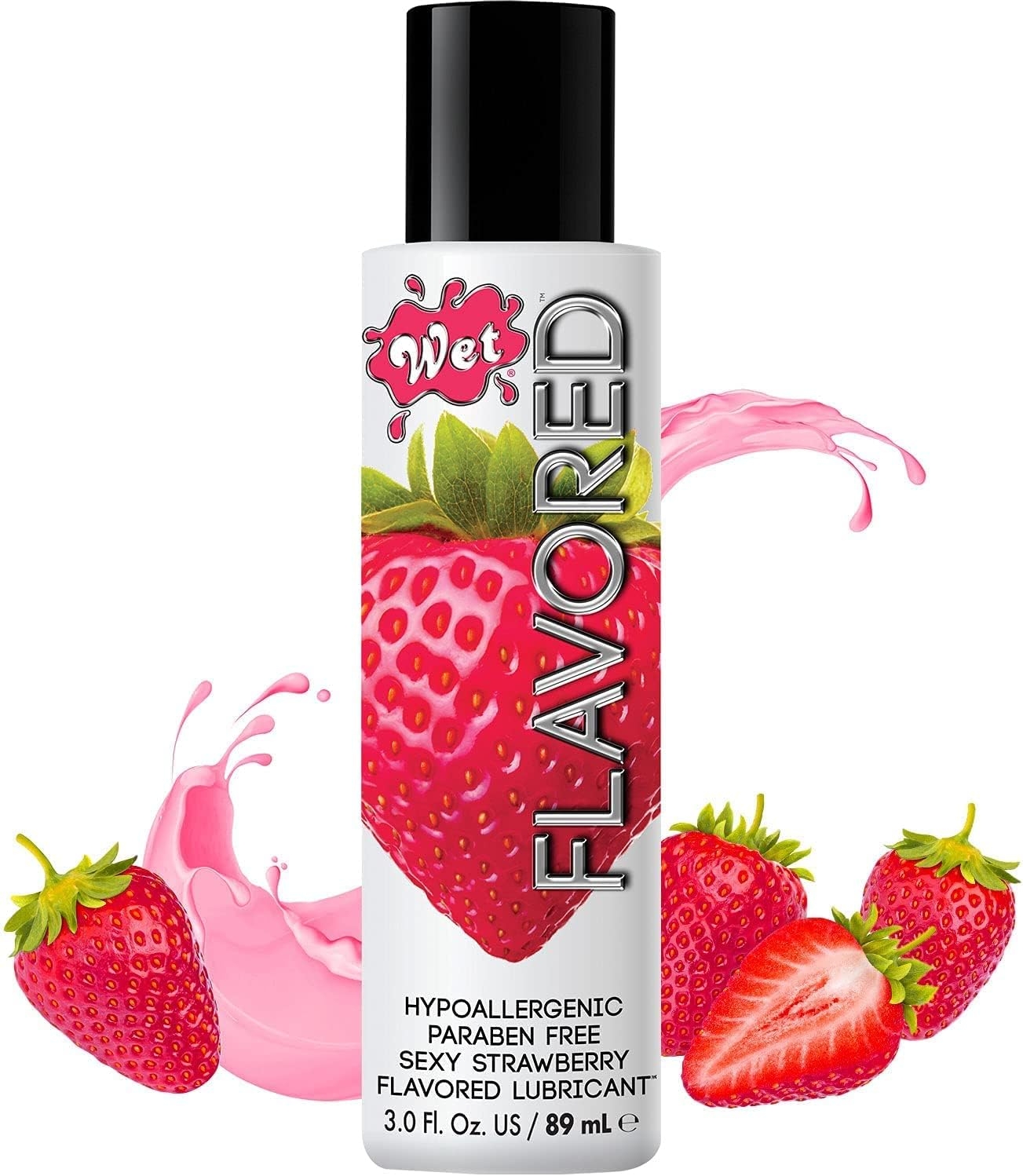 Wet Flavored Sultry Strawberry Edible Lube, Premium Personal Lubricant, 3 Ounce, for Men, Women and Couples, Ideal for Foreplay, Paraben Free, Gluten Free, Stain Free, Sugar Free, Hypoallergenic