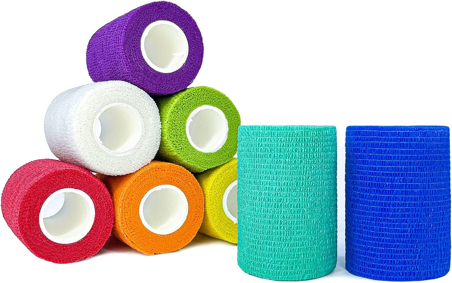 [8 Pack 3"x5 Yards] Self Adhesive Bandages Wrap, Athletic Elastic Cohesive Bandage for Sports, Injury, Injuries, Treatments, and Recovery, Vet Wrap for Cat, Dog (3''8pack, Assorted Color)