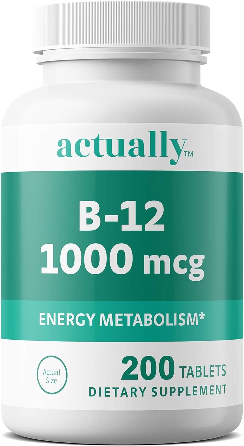 Actually Vitamin B12 1000mcg Tablets 200ct Energy Metabolism for Adults, 200Day Supply, 200 Count