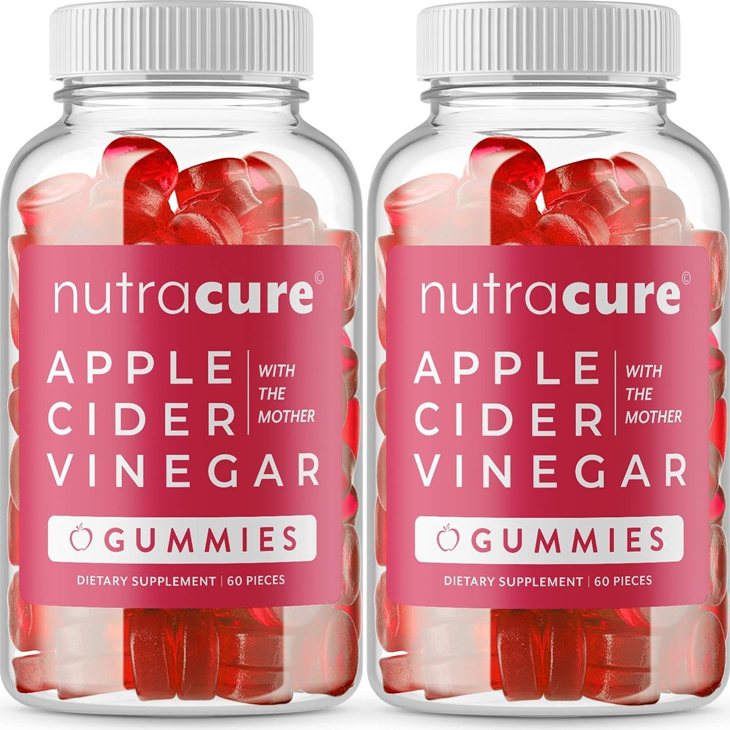 Apple Cider Vinegar Gummies For Weight Loss. (2-Pack) Nutracure Apple Cider Vinegar Gummies for Weight Loss, Detox, & Cleanse - Non-GMO ACV Gummies with The Mother