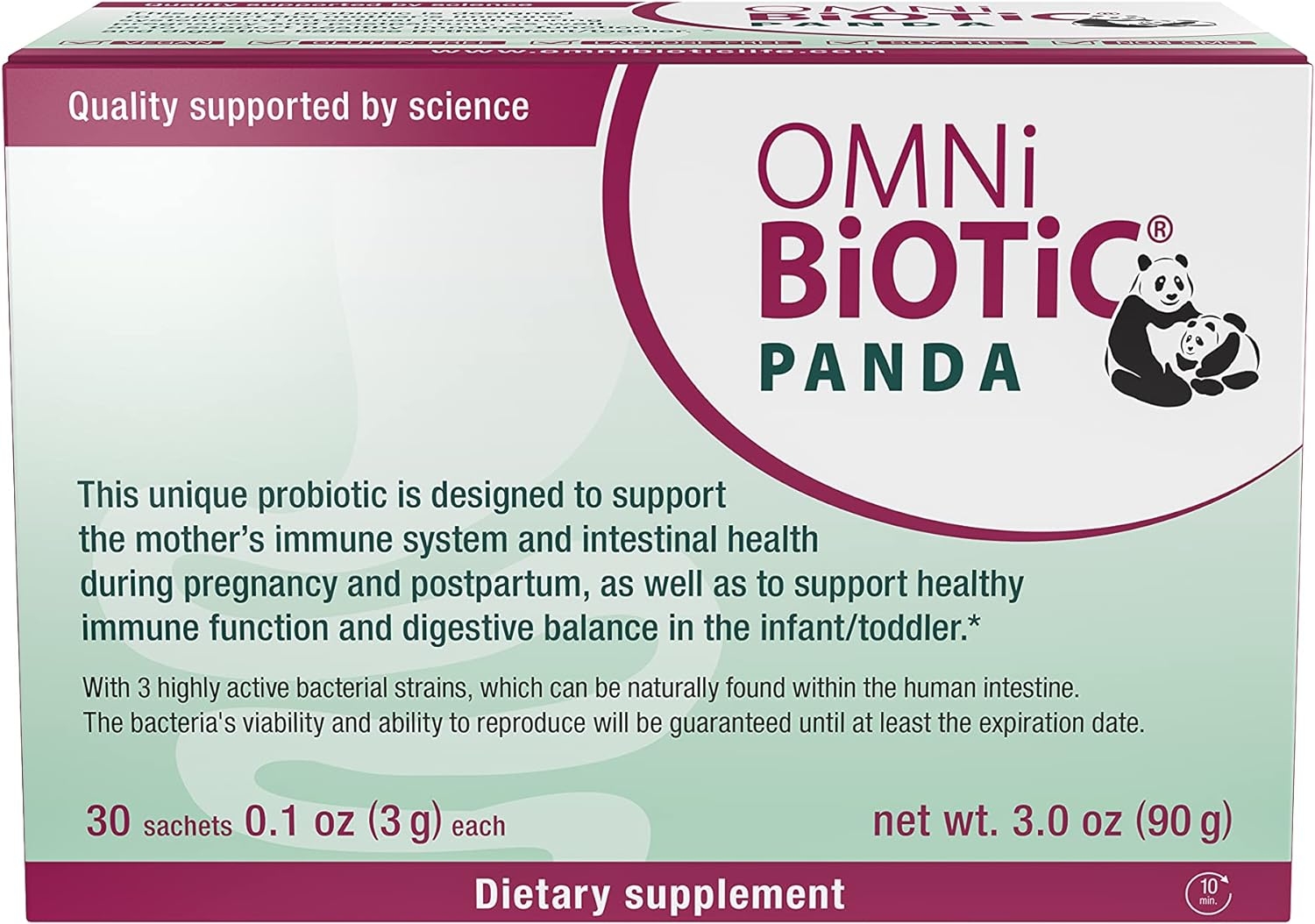 OMNi-BiOTiC Panda - Probiotic for Mom and Baby - Prenatal and Infant Probiotic – Gut Health & Immune System Support – Vegan and Hypoallergenic - Non-GMO (1 Pack)