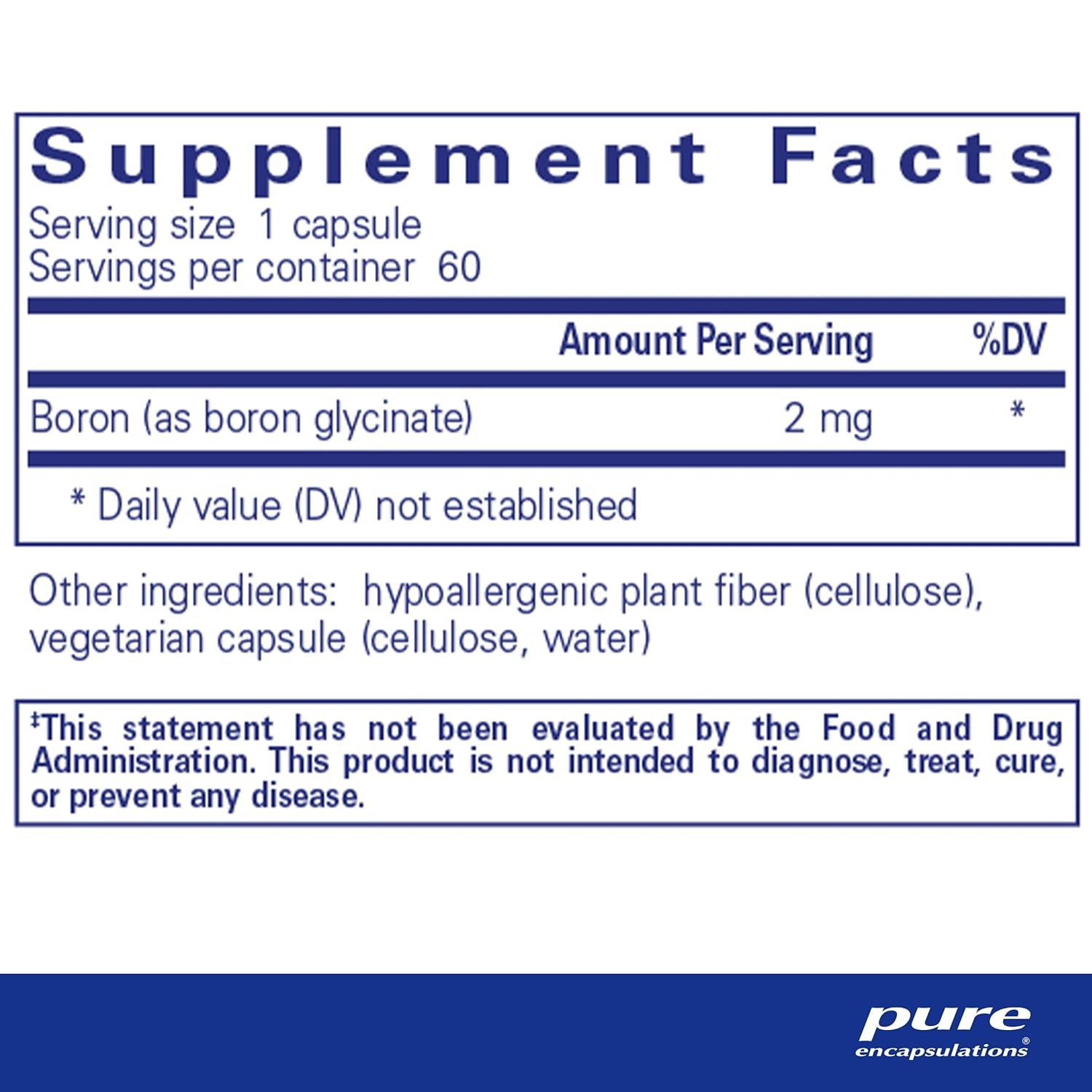Pure Encapsulations Boron (Glycinate) | Supplement for Hormone Balance, Bone Strength and Health, Connective Tissue, and Nutrient Metabolism* | 60 Capsules