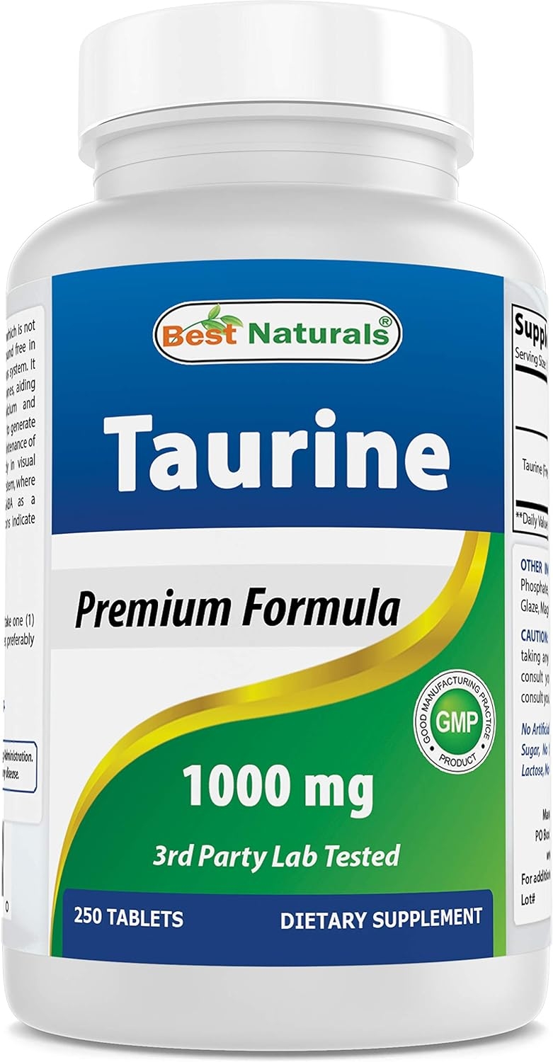 Best Naturals Taurine 1000 mg 250 Tablets - Supports Eye Health, Healthy Cellular Activity & Cardiovascular Health