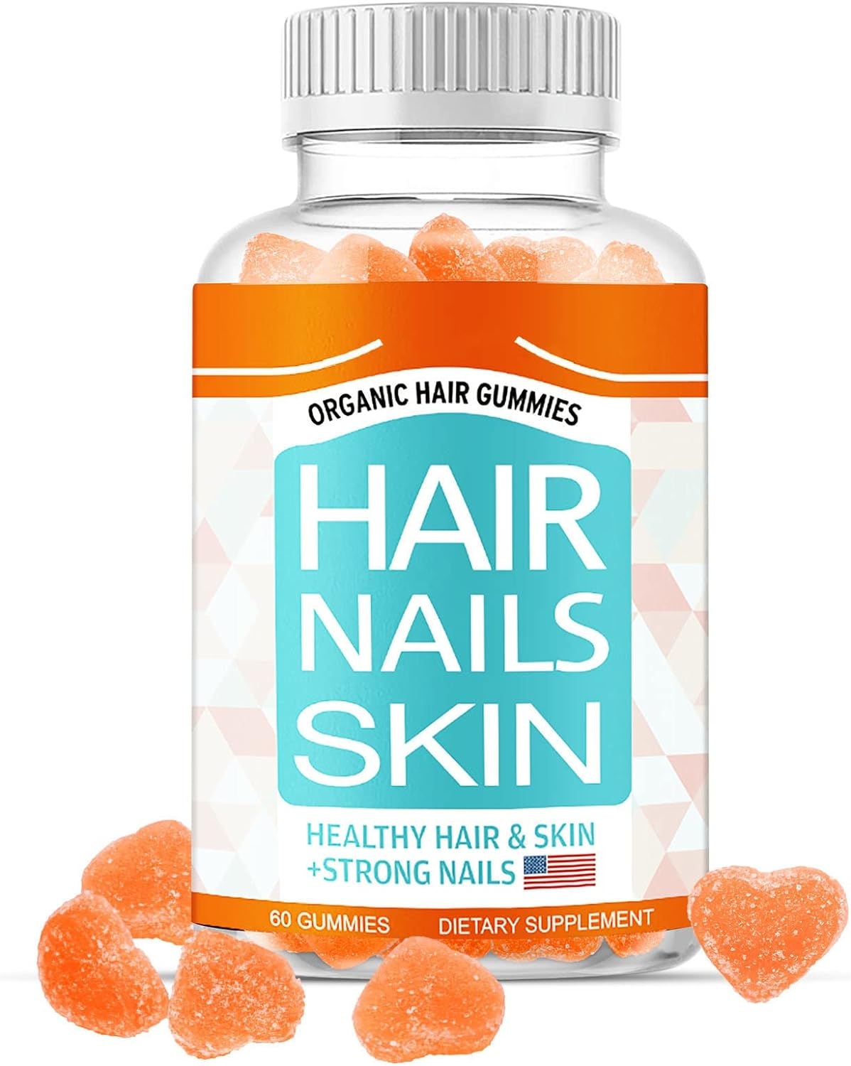 Hair Skin and Nails Vitamins with Biotin, Vitamin A, B, D, Folate & Collagen, Supports Healthy Complexion, Hair Growth & Nails Thickening Strength for Women/Men（60 Gummies）