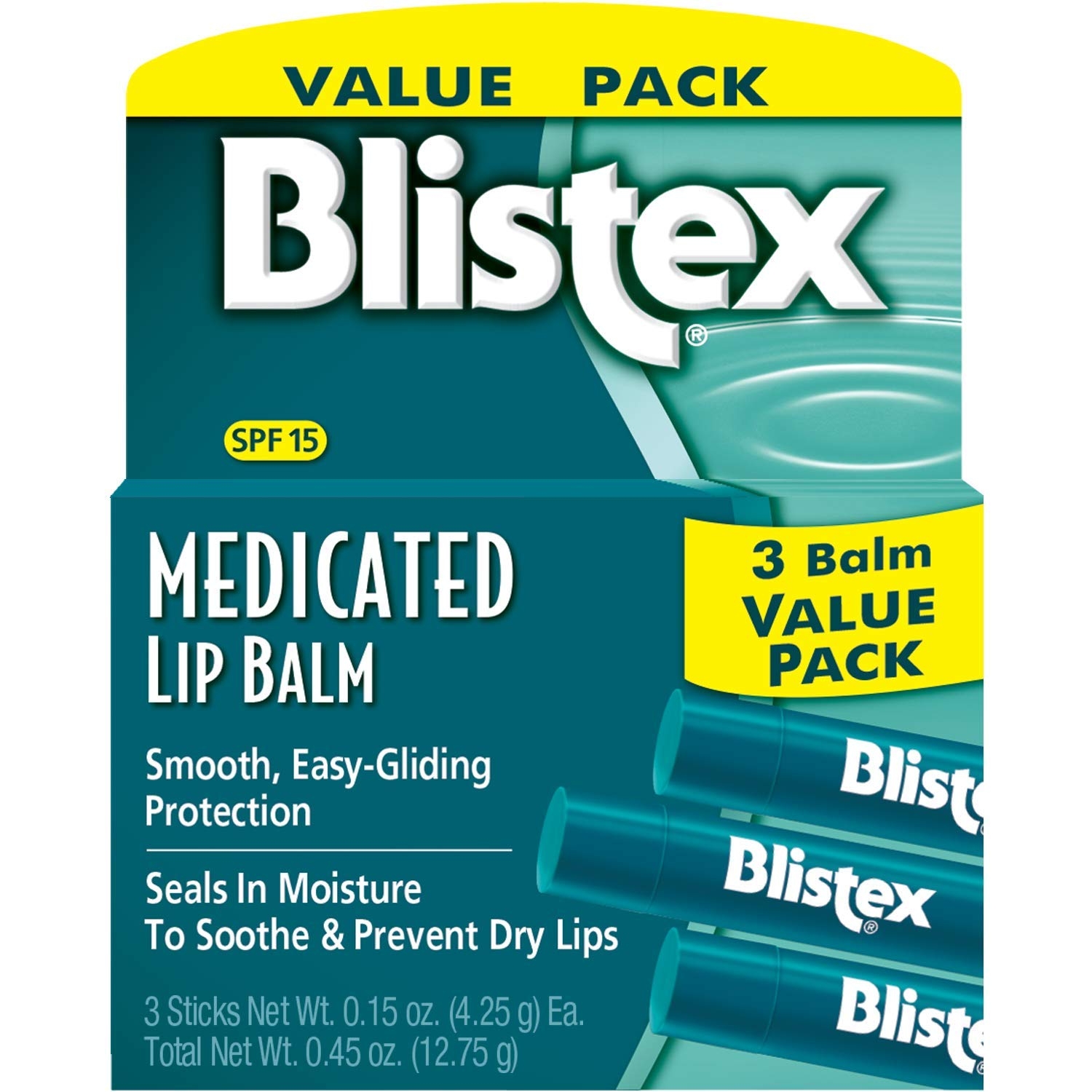Blistex Medicated Lip Balm, 0.15 Ounce (Pack of 3)