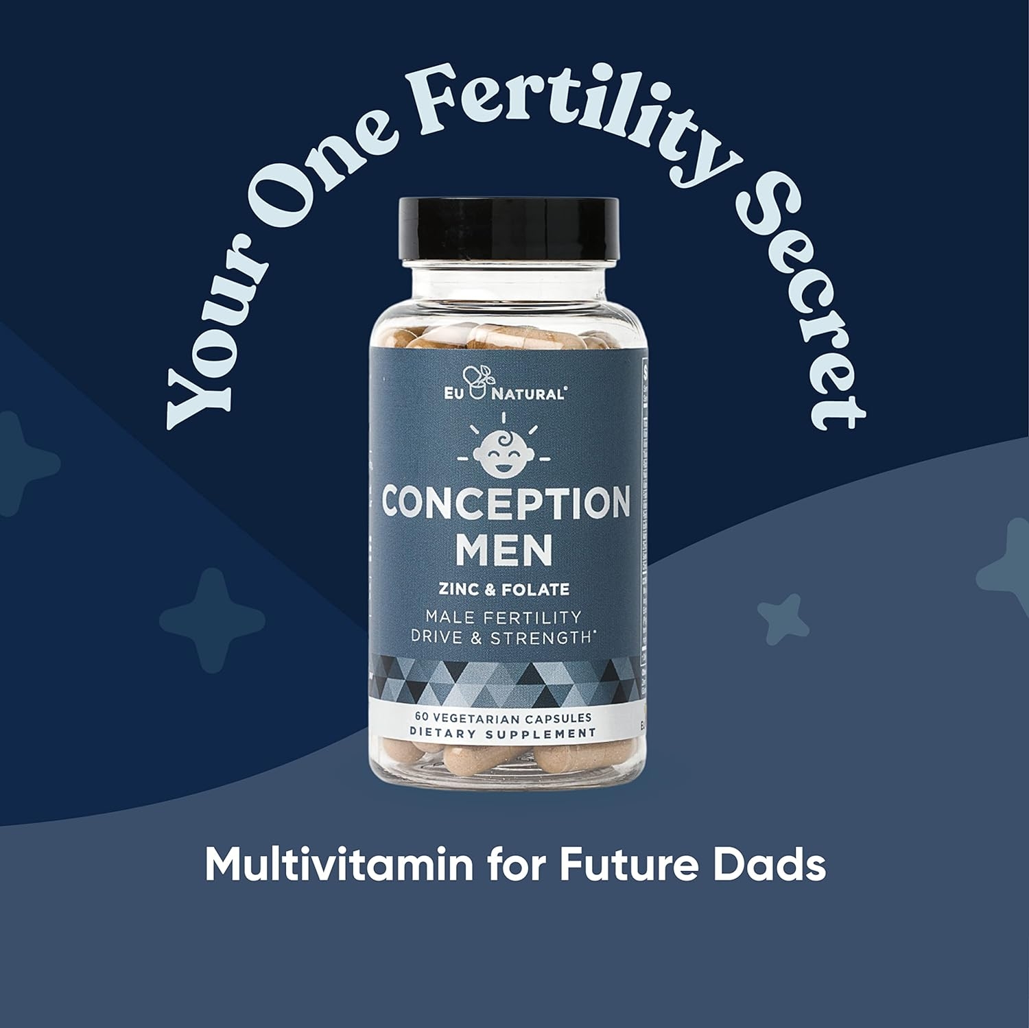 Conception Men Fertility Vitamins – Zinc, Folate, Ashwagandha Pills – 60 Vegetarian Soft Capsules
