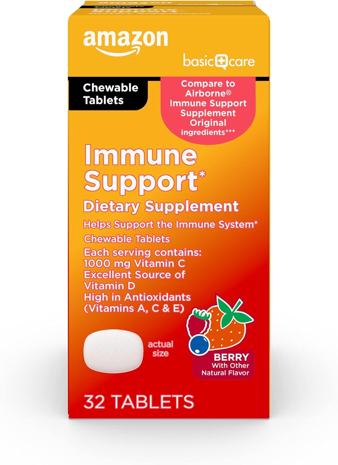 Basic Care Immune Support Berry Chew Tablets, 32 Count