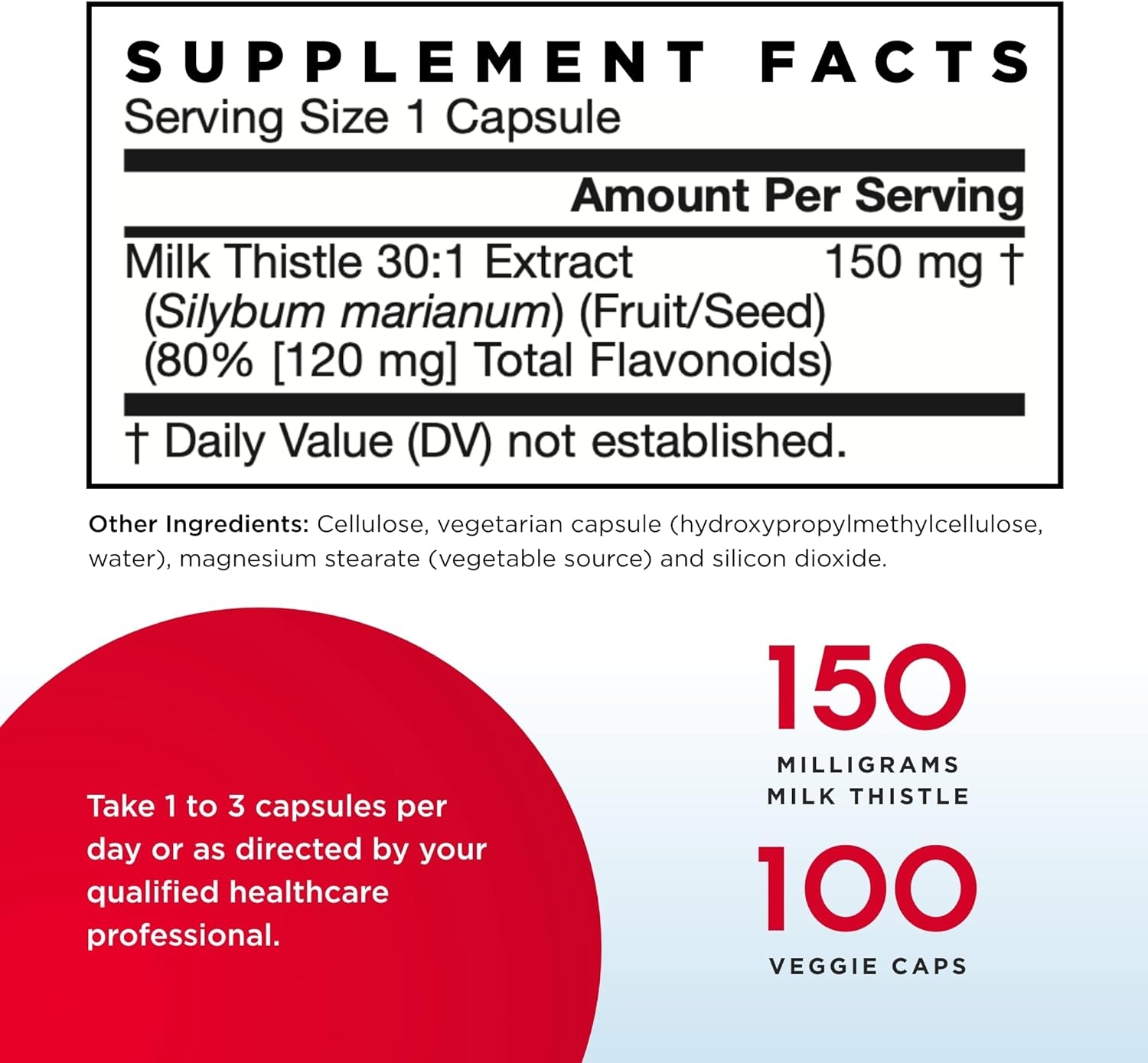 Jarrow Formulas Milk Thistle, Promotes Liver Health, 150 mg Caps, 100 Count