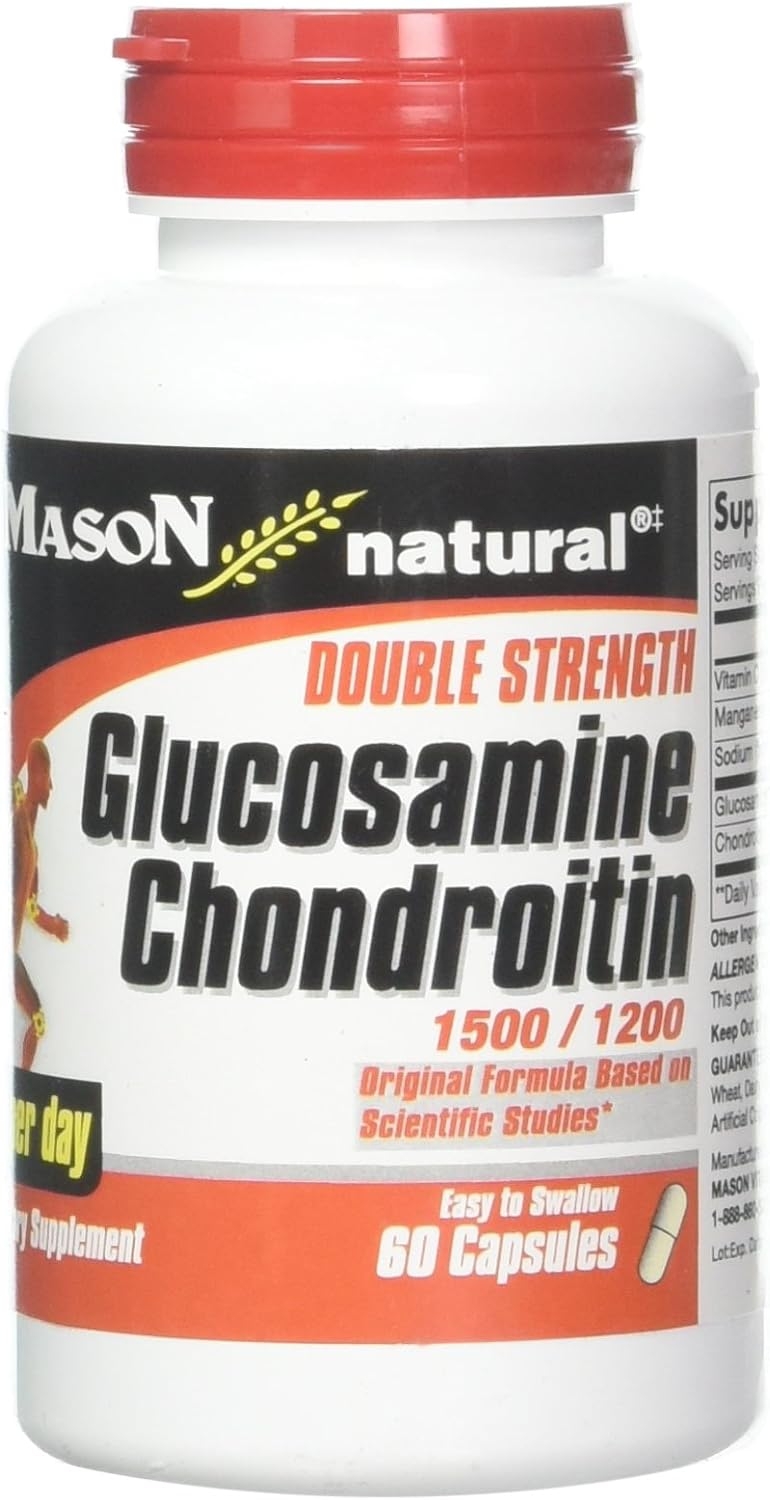 MASON NATURAL Glucosamine Chondroitin 1500/1200 3 Per Day with Vitamin C - Supports Joint Health, Improved Flexibility and Mobility*, 60 Capsules
