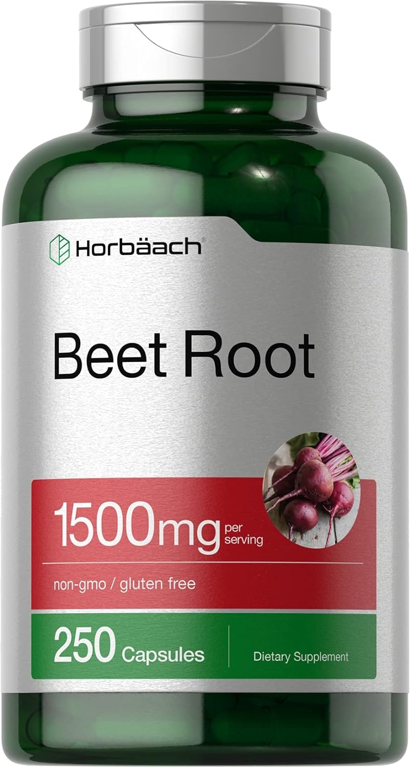 Beet Root Powder Capsules 1500mg | 250 Pills | Herbal Extract | Non-GMO, Gluten Free, and DNA Tested Supplement | by Horbaach