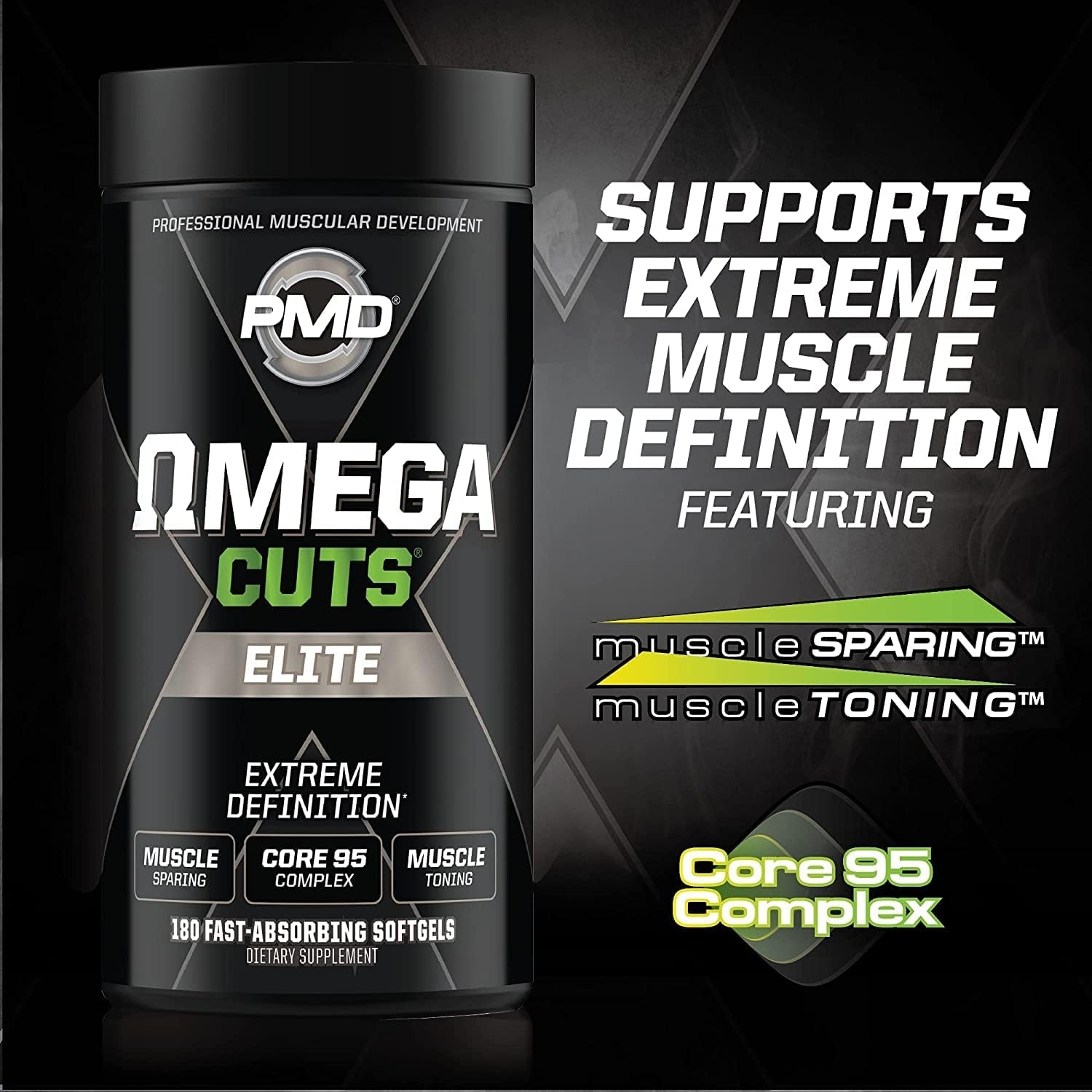 PMD Sports Omega Cuts Elite Fat Loss-Muscle Defining Formula - Omega Fatty Acids, MCT's and CLA for Muscle Definition and Maintenance - Keto Friendly for Women and Men - Stimulant Free (90 Softgels)
