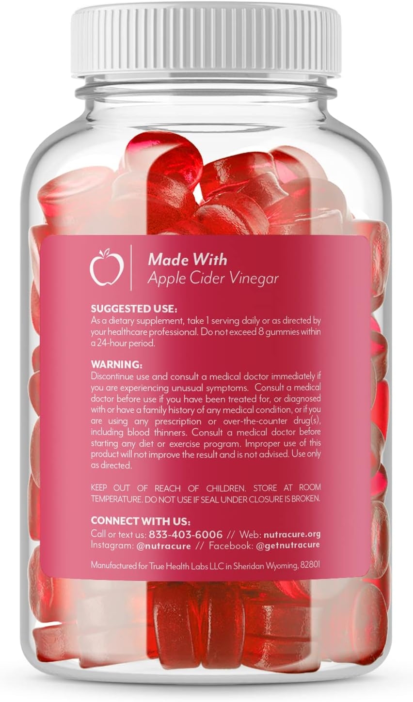 Apple Cider Vinegar Gummies For Weight Loss. (2-Pack) Nutracure Apple Cider Vinegar Gummies for Weight Loss, Detox, & Cleanse - Non-GMO ACV Gummies with The Mother
