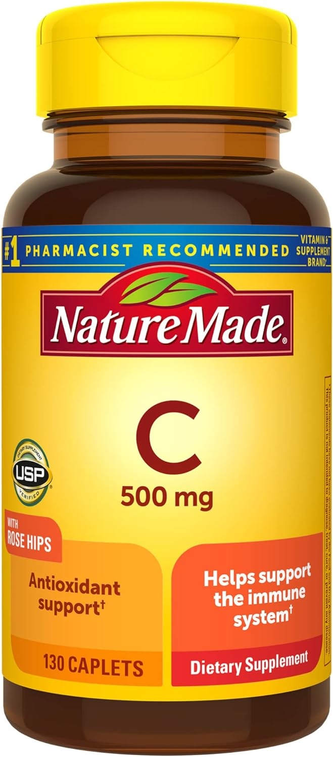 Nature Made Vitamin C 500 mg Caplets with Rose Hips, 130 Count