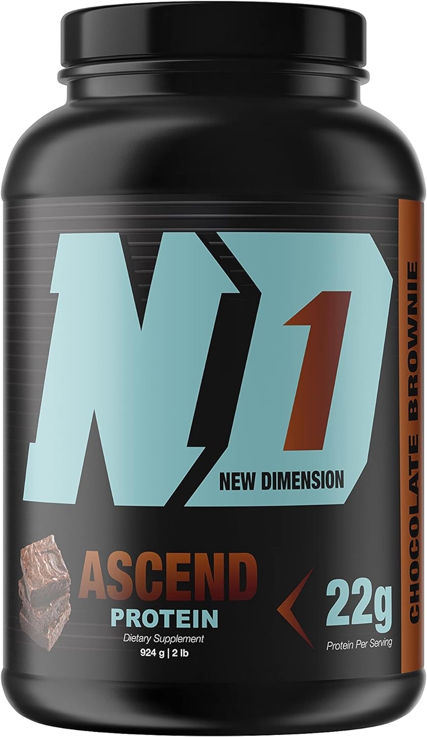 New Dimension Ascend Whey Protein Powder, Micellar Casein, Milk Protein Isolate | Chocolate Brownie | Protein Powder Matrix | Digestive Enzymes | Post Workout Drink | 2 LBs | 28 Servings