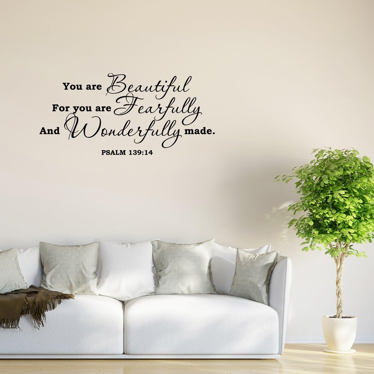 Wall Decal Quote Psalm 139:14 You are Beautiful Bible Verse Scripture Wall Decal