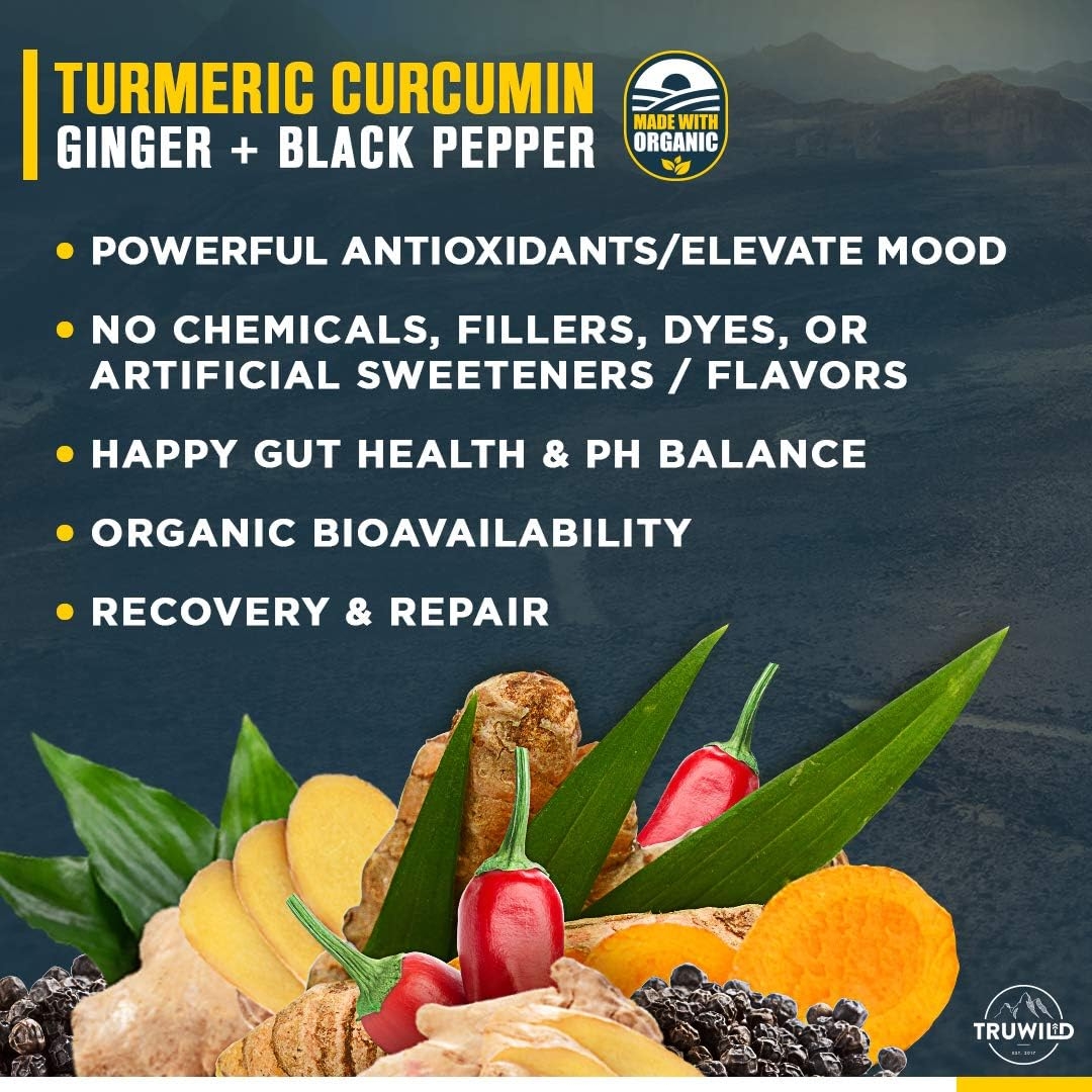 Turmeric Curcumin Drink Mix Powder + Organic Curcuminoid Black Pepper, Ginger, Cayenne Pepper, Lemon, Himalayan Salt - Natural Anti-Inflammatory & Immune Support - Encourage Joint Health (3-Pack)