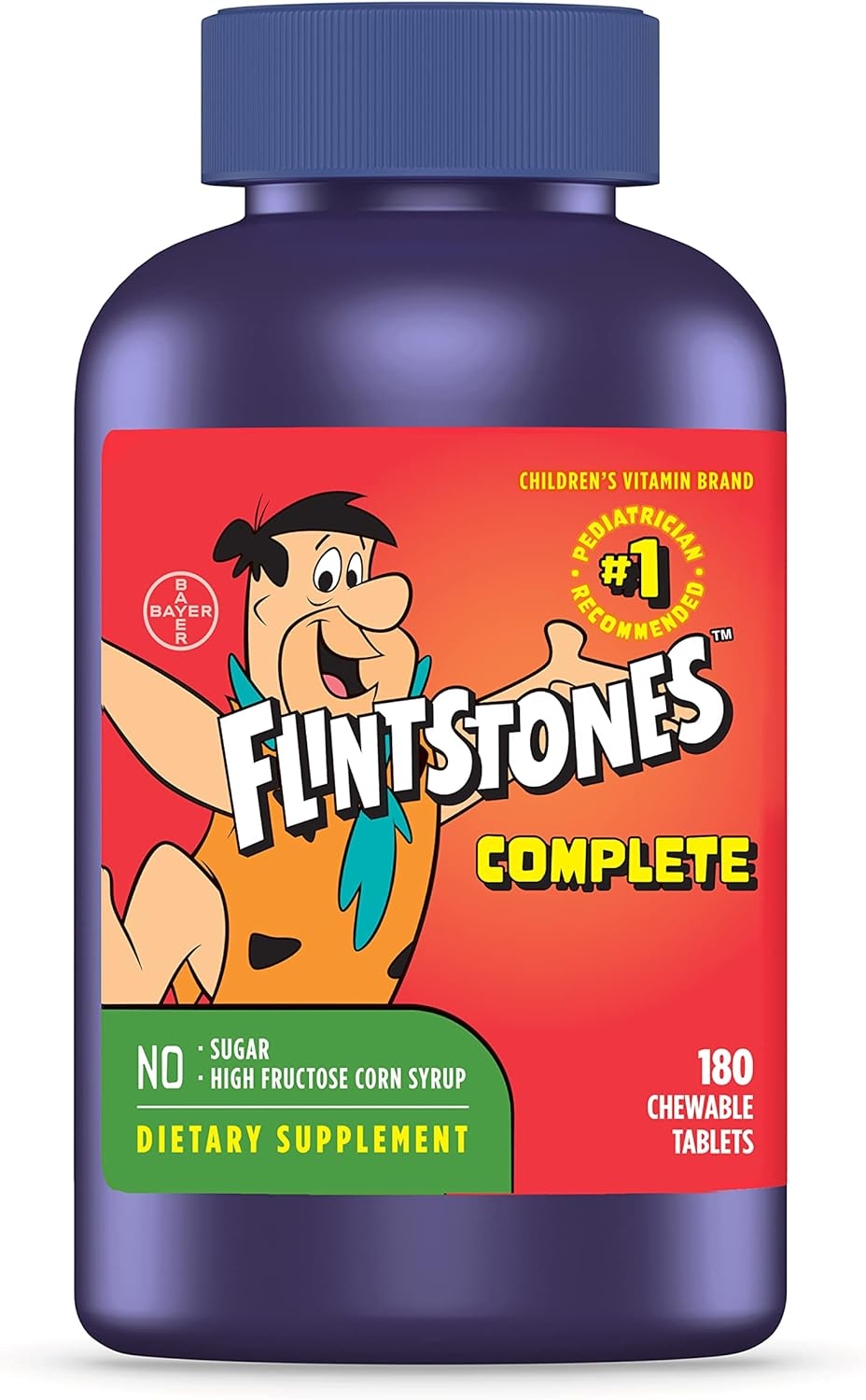 Flintstones Chewable Kids Vitamins, Complete Multivitamin for Kids and Toddlers with Iron, Calcium, Vitamin C, Vitamin D & more, 180 count (Packaging May Vary)