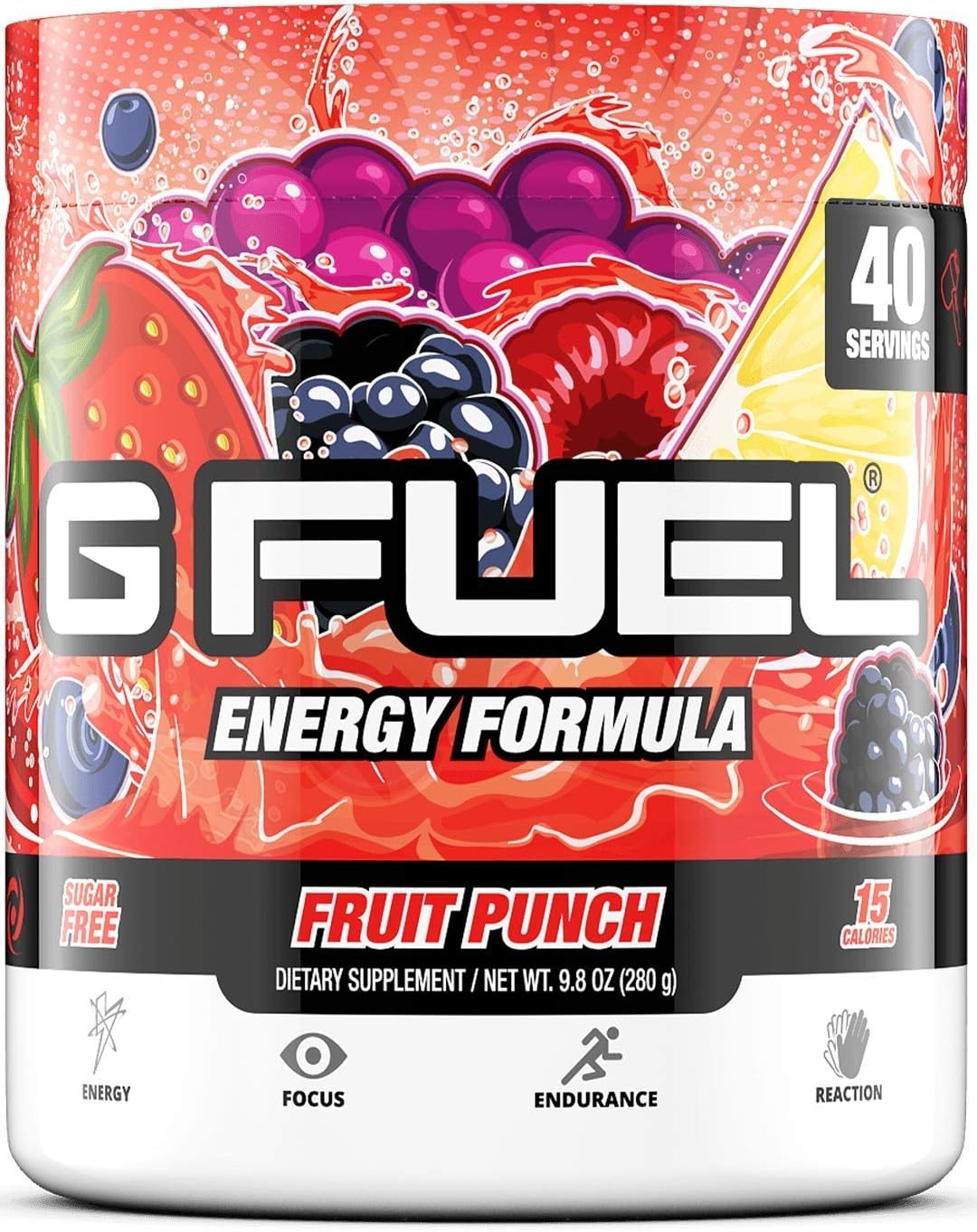 G Fuel Fruit Punch Tub (40 Servings) Elite Energy and Endurance Formula, 9.8 oz(280g)