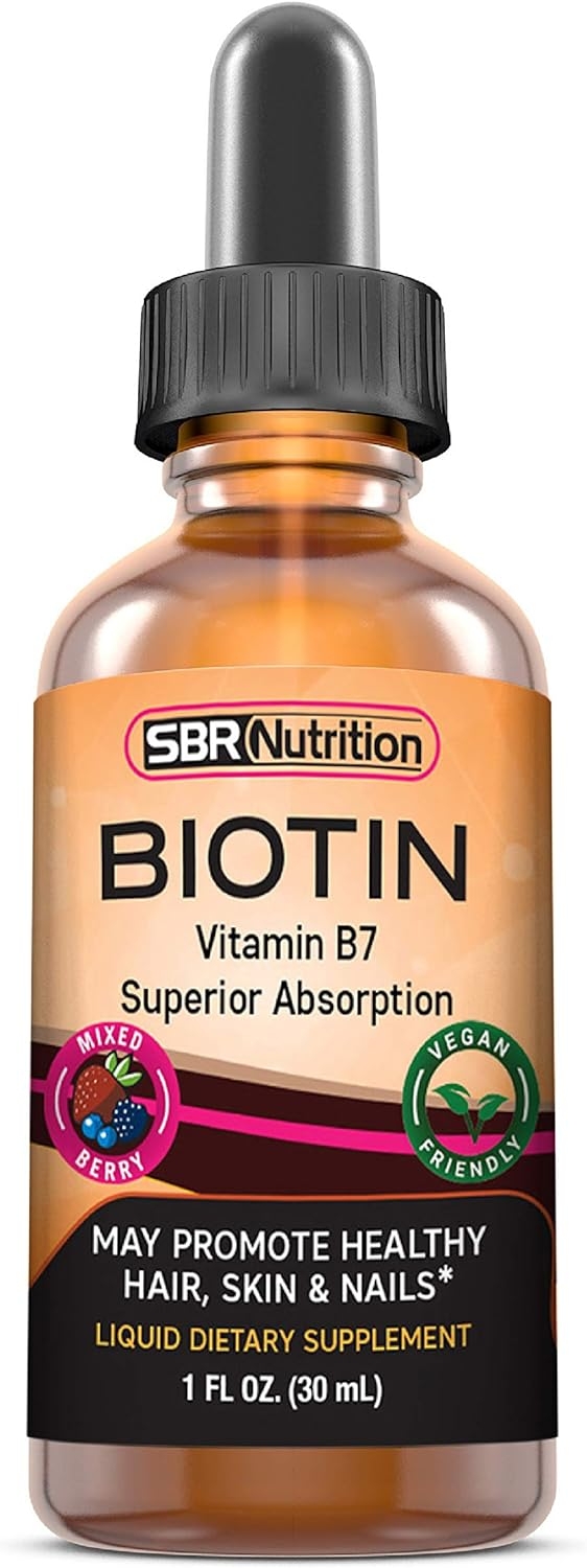 Biotin Liquid Drops (Mixed Berry) Max Absorption Biotin Liquid Drops, 5000 mcg of Biotin Per Serving, 60 Serving, No Artificial Preservatives, Vegan Friendly, Supports Healthy Hair Growth, Strong Nail