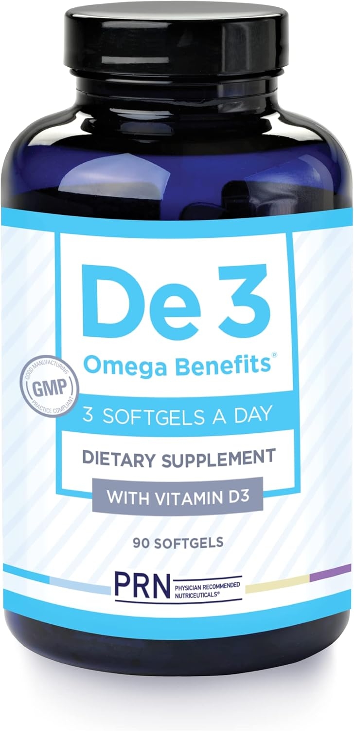 PRN DE3 Omega Benefits (New & Improved Formula - 3 Per Day Serving) - Support for Eye Dryness - 2240mg EPA & DHA in The Triglyceride Form | 1 Month Supply