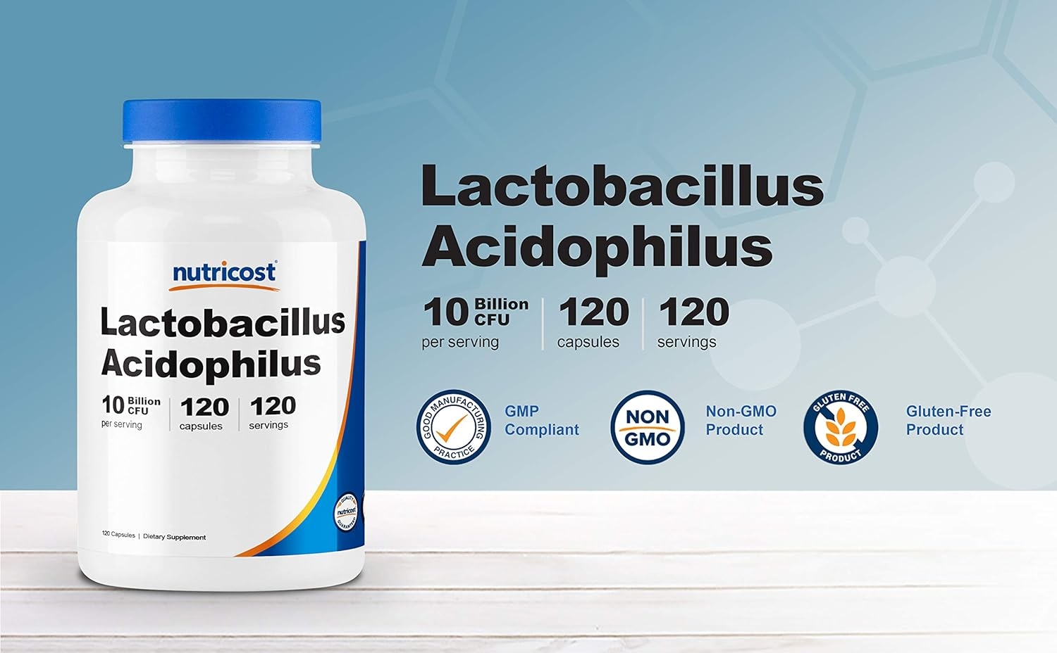 Nutricost Lactobacillus Acidophilus 10 Billion CFU, 120 Vegetarian Capsules