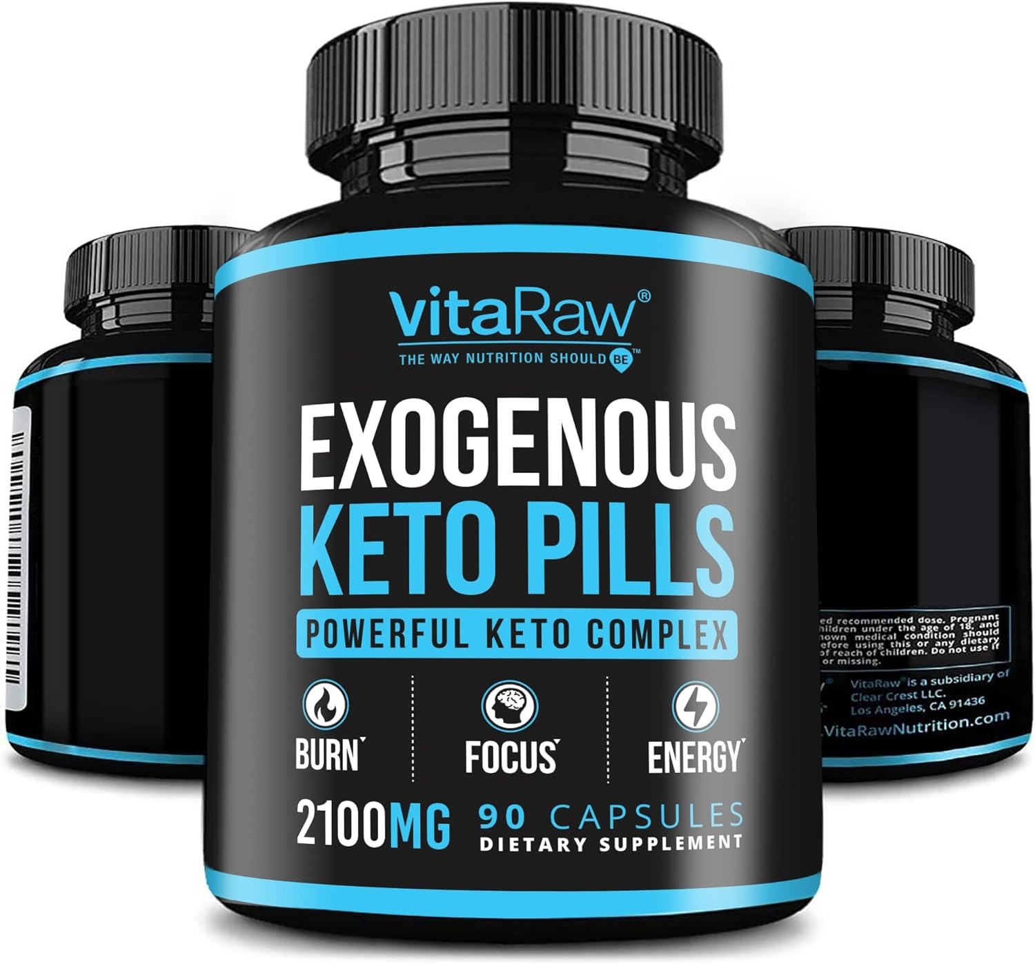 VitaRaw Exogenous Keto Pills - (3X Powerful Dose | 2100mg Keto BHB) Best Keto Burn Diet Pills - Advanced Ketones BHB Supplement - Max Strength Keto Diet Pills for Women + Men - 90 Capsules