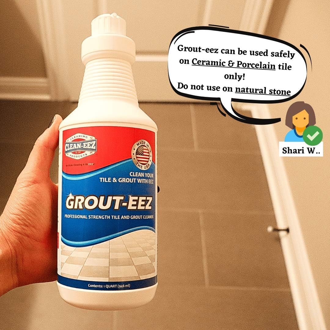 IT JUST WORKS! Grout-Eez Super Heavy-Duty Grout Cleaner. Easy and Safe To Use. Destroys Dirt and Grime With Ease. Even Safe For Colored Grout. Clean-eez