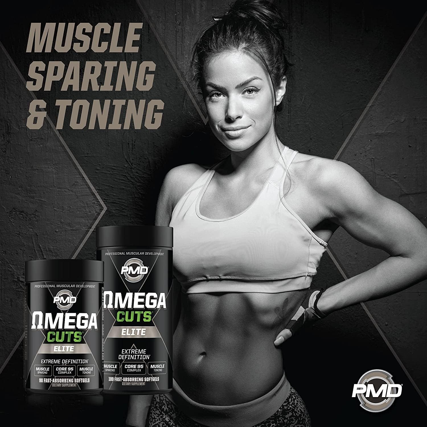 PMD Sports Omega Cuts Elite Fat Loss-Muscle Defining Formula - Omega Fatty Acids, MCT's and CLA for Muscle Definition and Maintenance - Keto Friendly for Women and Men - Stimulant Free (90 Softgels)
