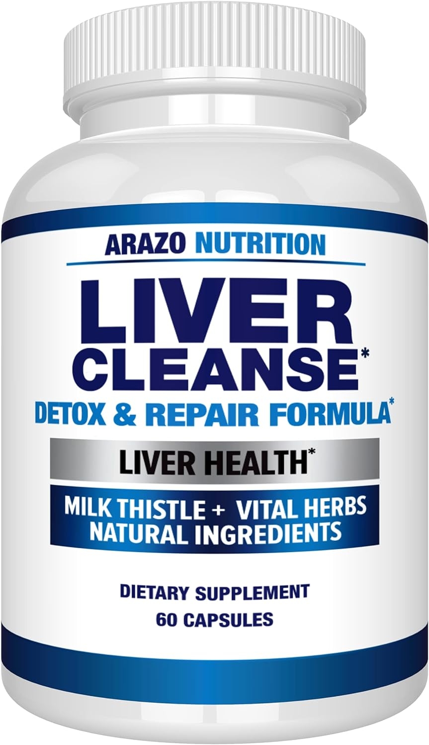 Liver Cleanse Detox & Repair Formula – Milk Thistle Herbal Support Supplement: Silymarin, Beet, Artichoke, Dandelion, Chicory Root – Arazo Nutrition