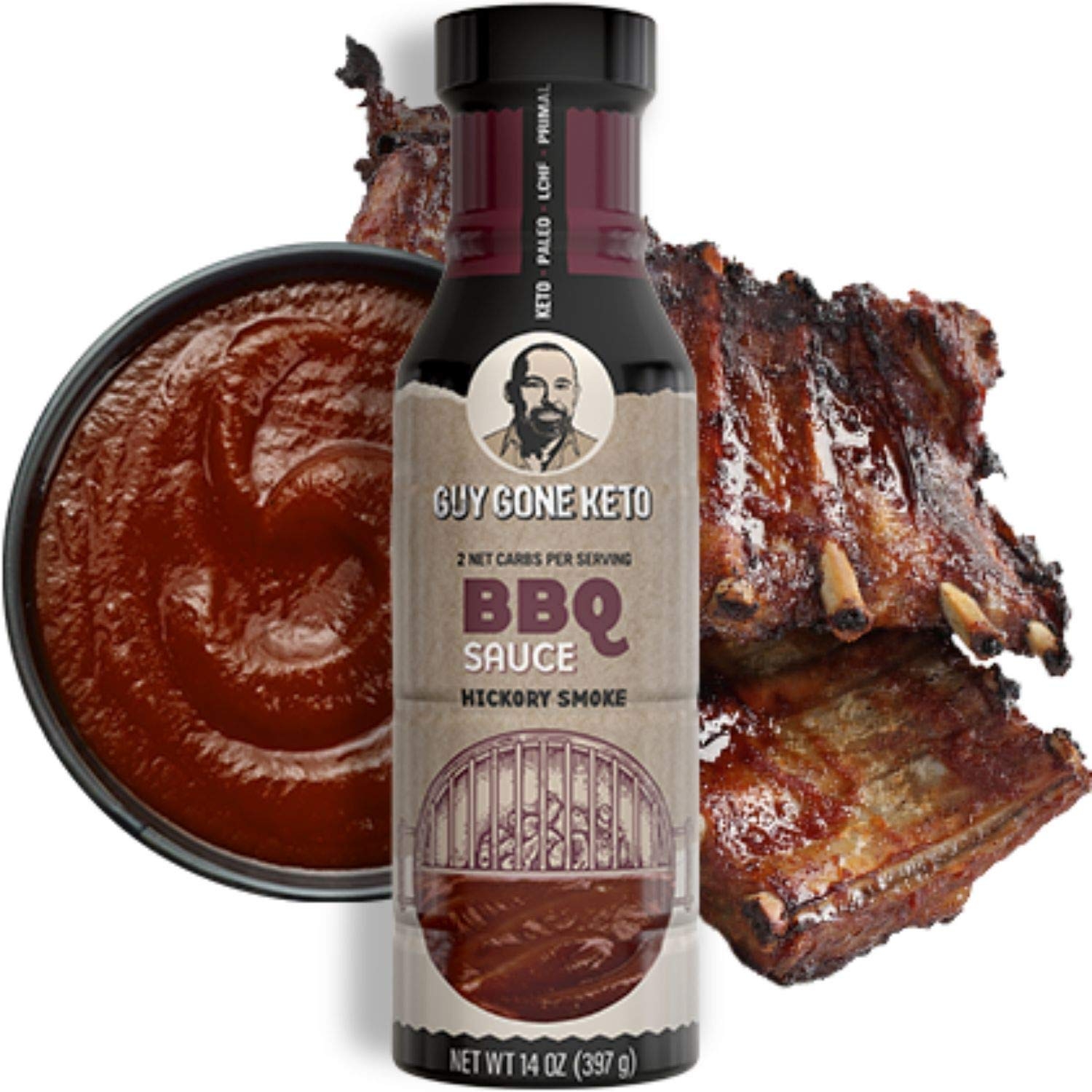 Guy Gone Keto BBQ Sauce - Sugar Free Ketogenic Condiments Created for Keto, Primal, LCHF, & Paleo Diets (6 Pack, BBQ)