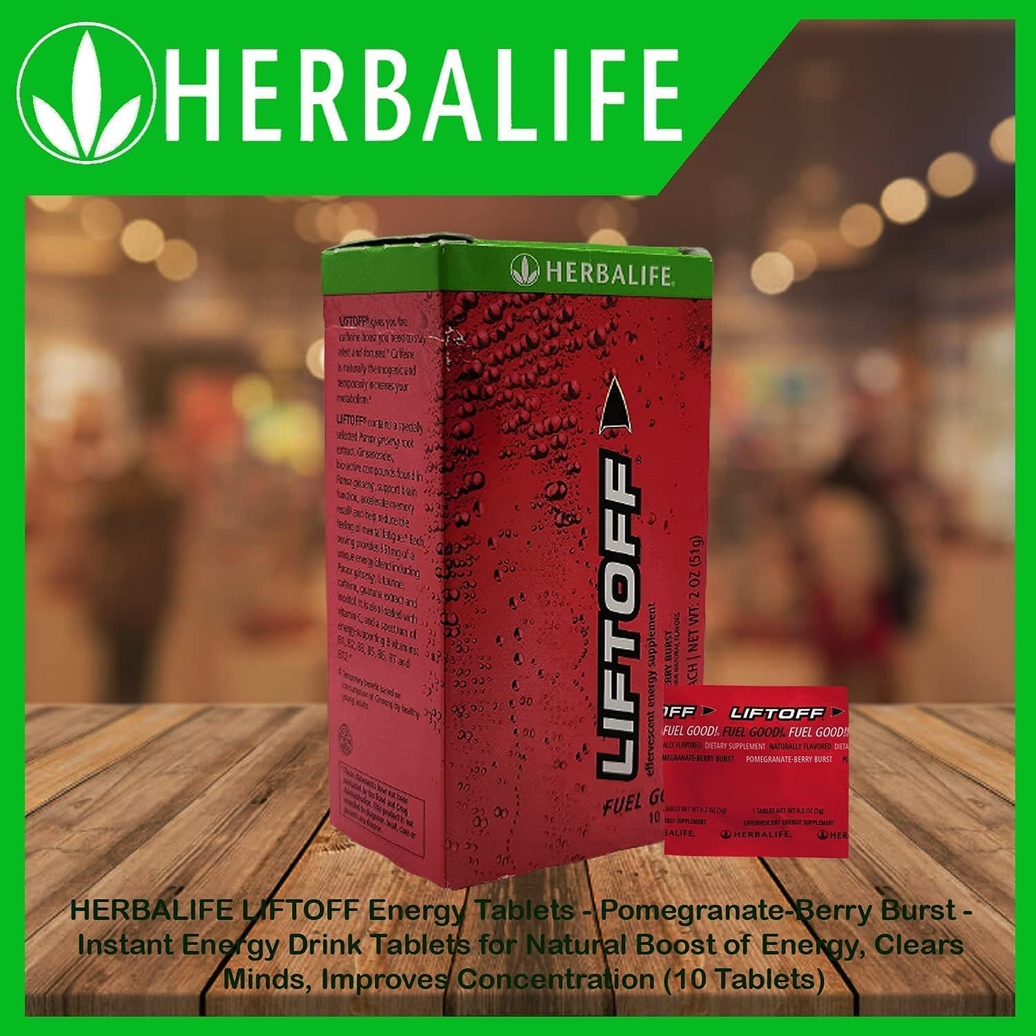 Herbalife Liftoff-Energy Drink, Pomegranate-Berry Burst, 10 Tablets