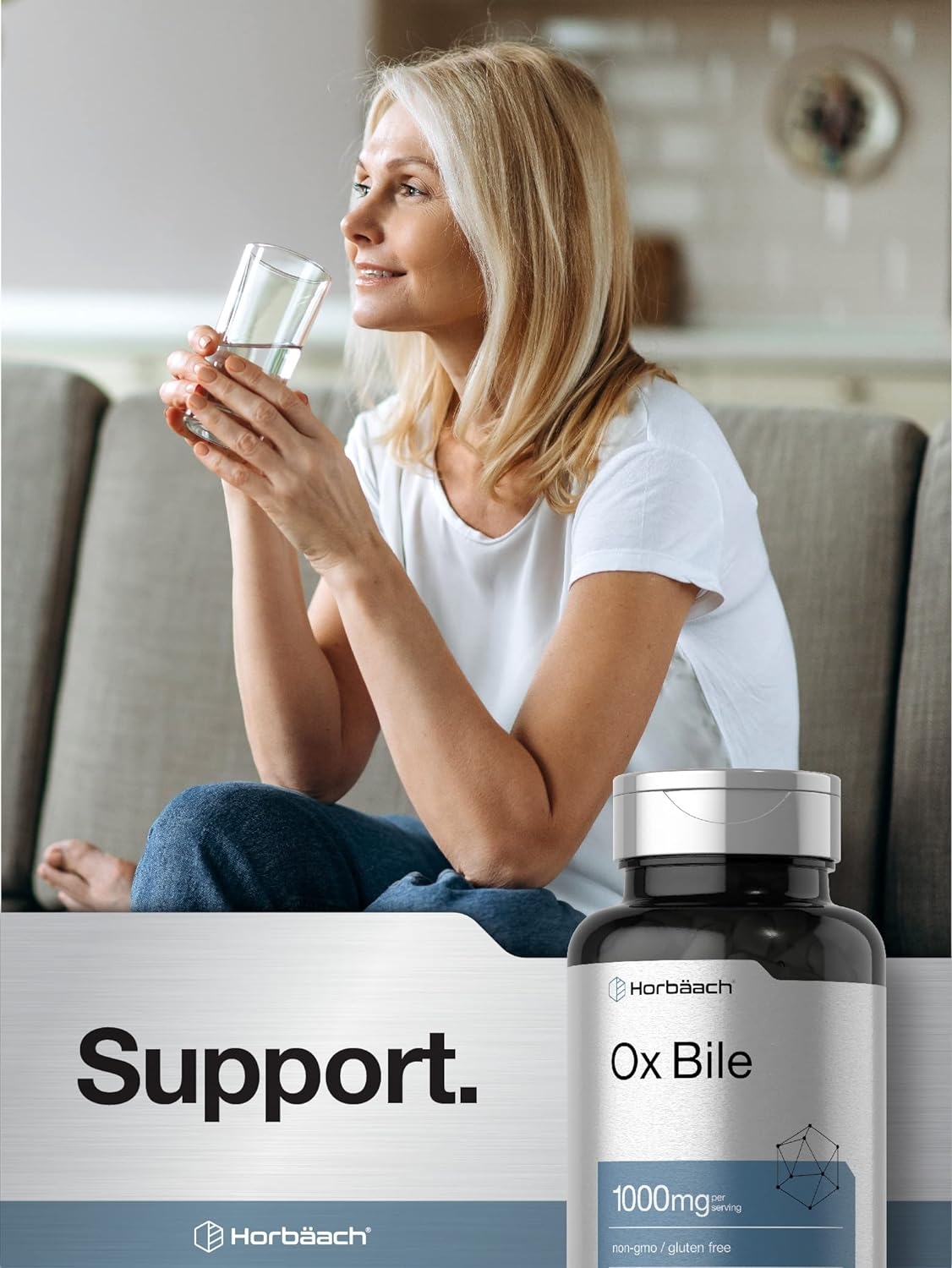 Ox Bile 1000 mg 100 Capsules | Digestive Enzymes Supplement | Non-GMO & Gluten Free | by Horbaach