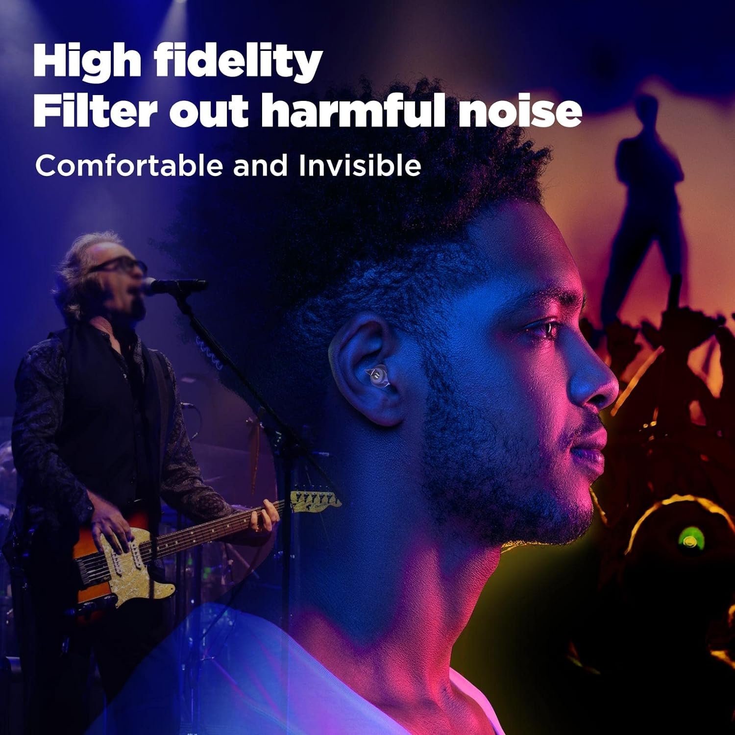 High Fidelity Concert Earplugs, MUDEELA Noise Reduction Music Earplugs for Concerts, Musicians, Motorcycle, 23db Hearing Protection Earplugs