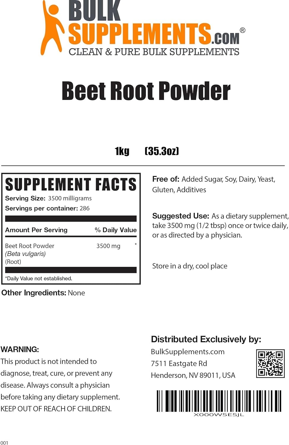 BulkSupplements.com Beet Root Powder - Beet Juice Powder - Natural Pre-Workout (1 Kilogram - 2.2 lbs)