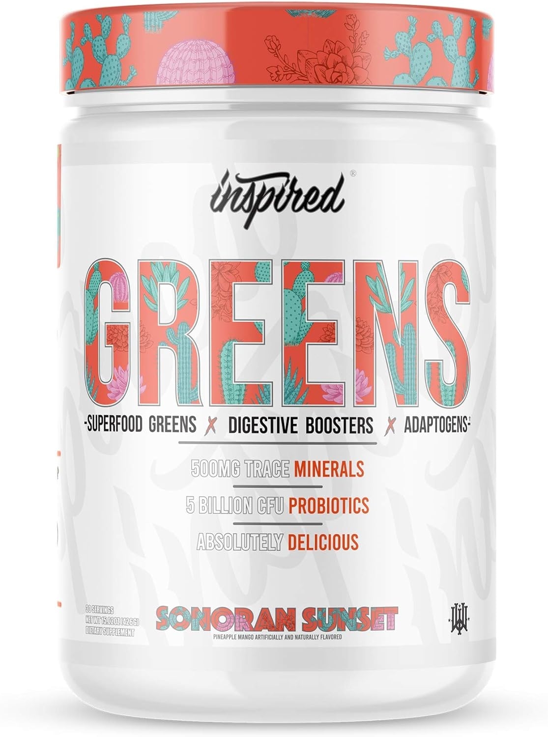 Greens by Inspired Nutraceuticals | Flavored Superfood Powder with Adaptogens, Probiotics, Spirulina, Chlorella & Mushrooms (Island Vibes (Pineapple Punch), 30 Servings)