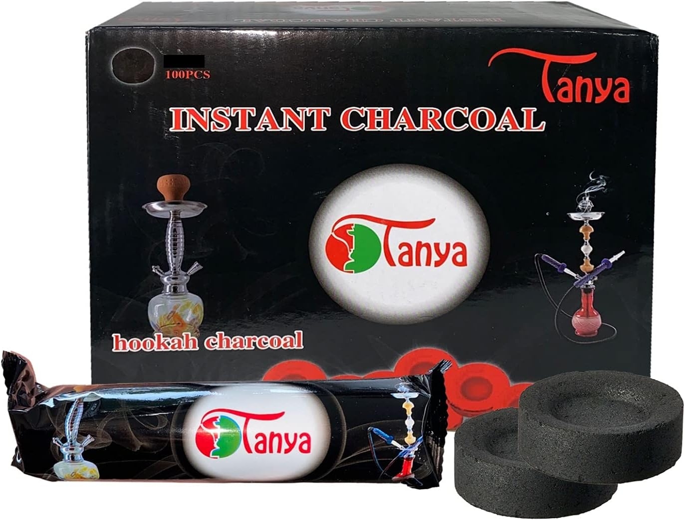 Tanya 33MM Charcoal Tablets for Incense– Quick Light Charcoal Tablets – 33 mm Resin Burner Rolls – Pack of 100 Coals – Charcoal Burner - Instant Fire Coal Tablet (33MM)