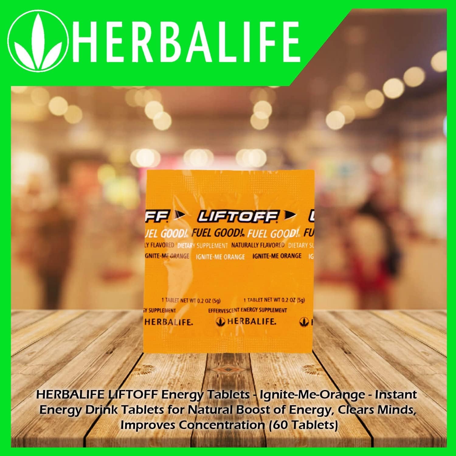 Herbalife HERBALIFE LIFTOFF Energy Tablets - Ignite-Me-Orange - Instant Energy Drink Tablets for Natural Boost of Energy, Clears Minds, Improves Concentration (60 Tablets) 60 Count (Pack of 1)