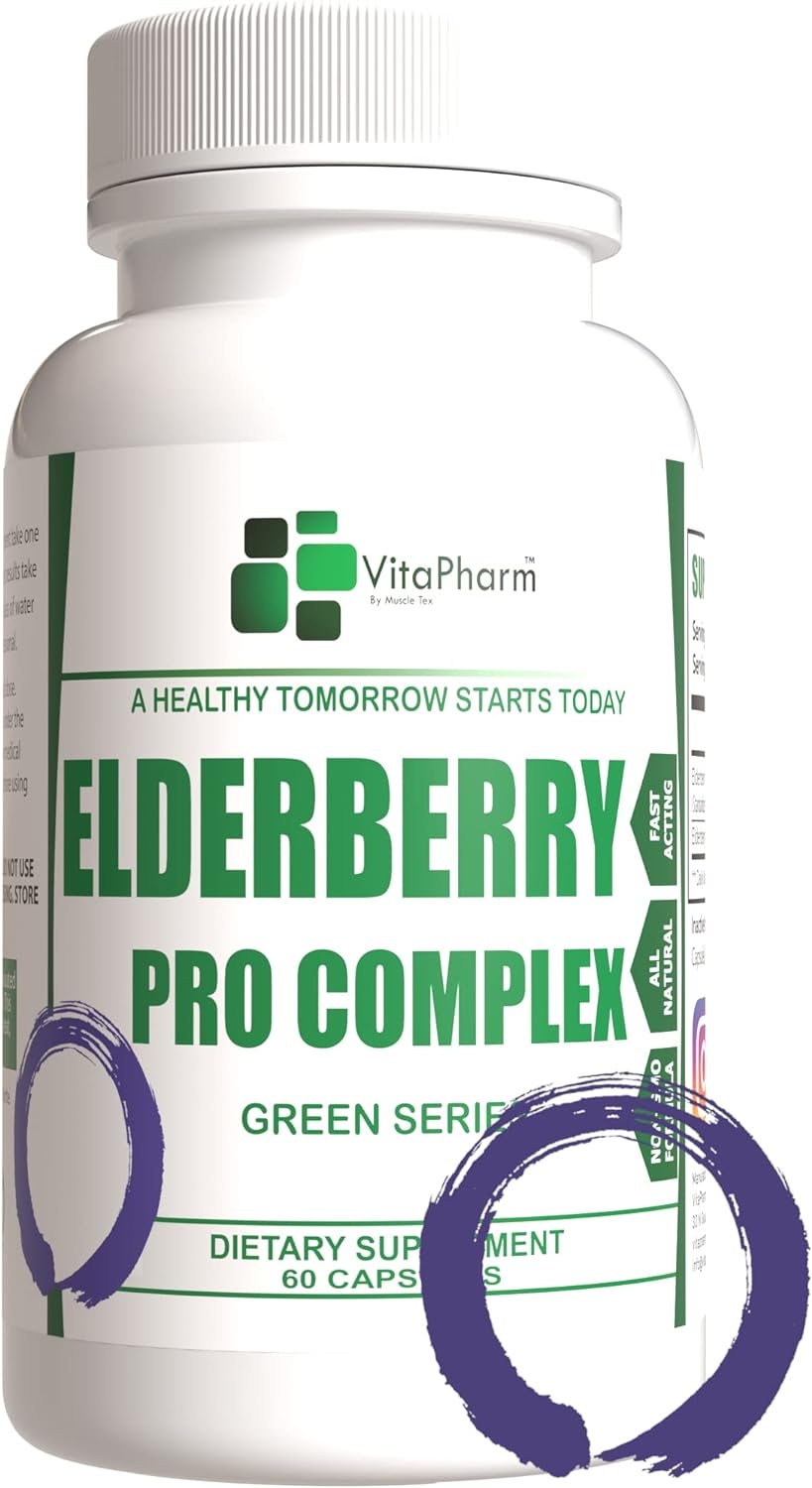 Elderberry Pro Complex | Herbal Supplements | Adult Immune Support Supplement | Sambucus Complex for Men & Women | Natural Black Powder Extract for Adults | 60 Capsules