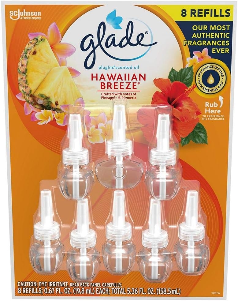 Glade Hawaiin Limited Edition PlugIns Scented Oils Refills 25% More 8 Ct-Hawaiian Breeze, Yellow