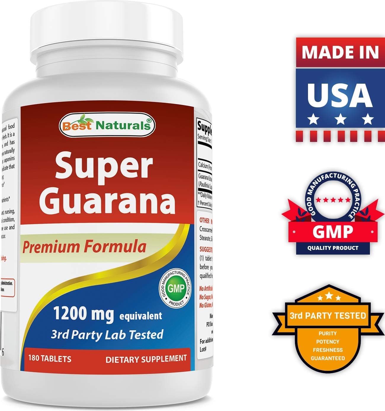 Best Naturals Super Guarana 1200 mg 180 Tablets