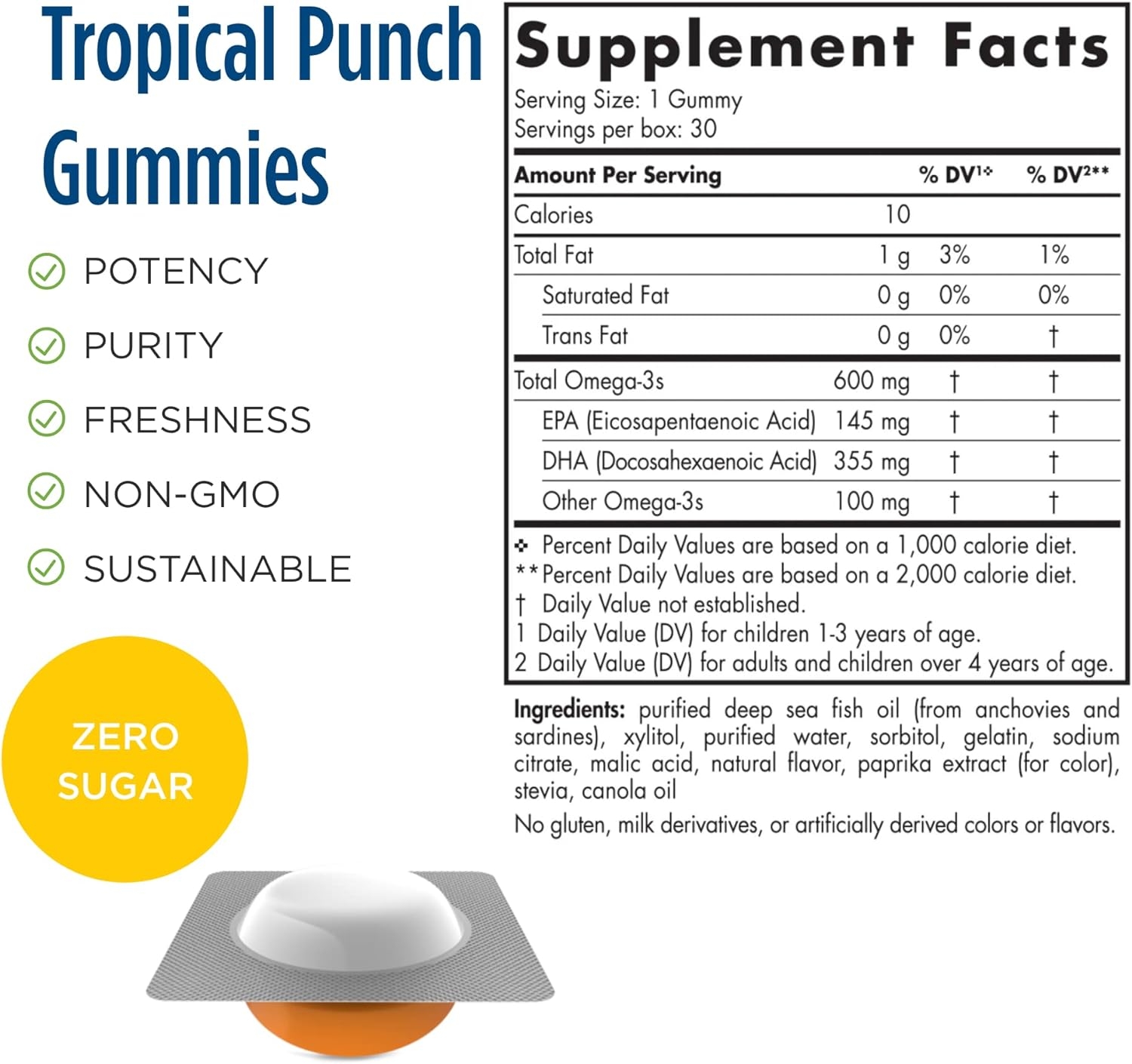 Nordic Naturals Children’s DHA Gummies, Tropical Punch - 30 Gummies - 600 mg Total Omega-3s with EPA & DHA - Brain Development, Learning, Healthy Immunity - Non-GMO - 30 Servings