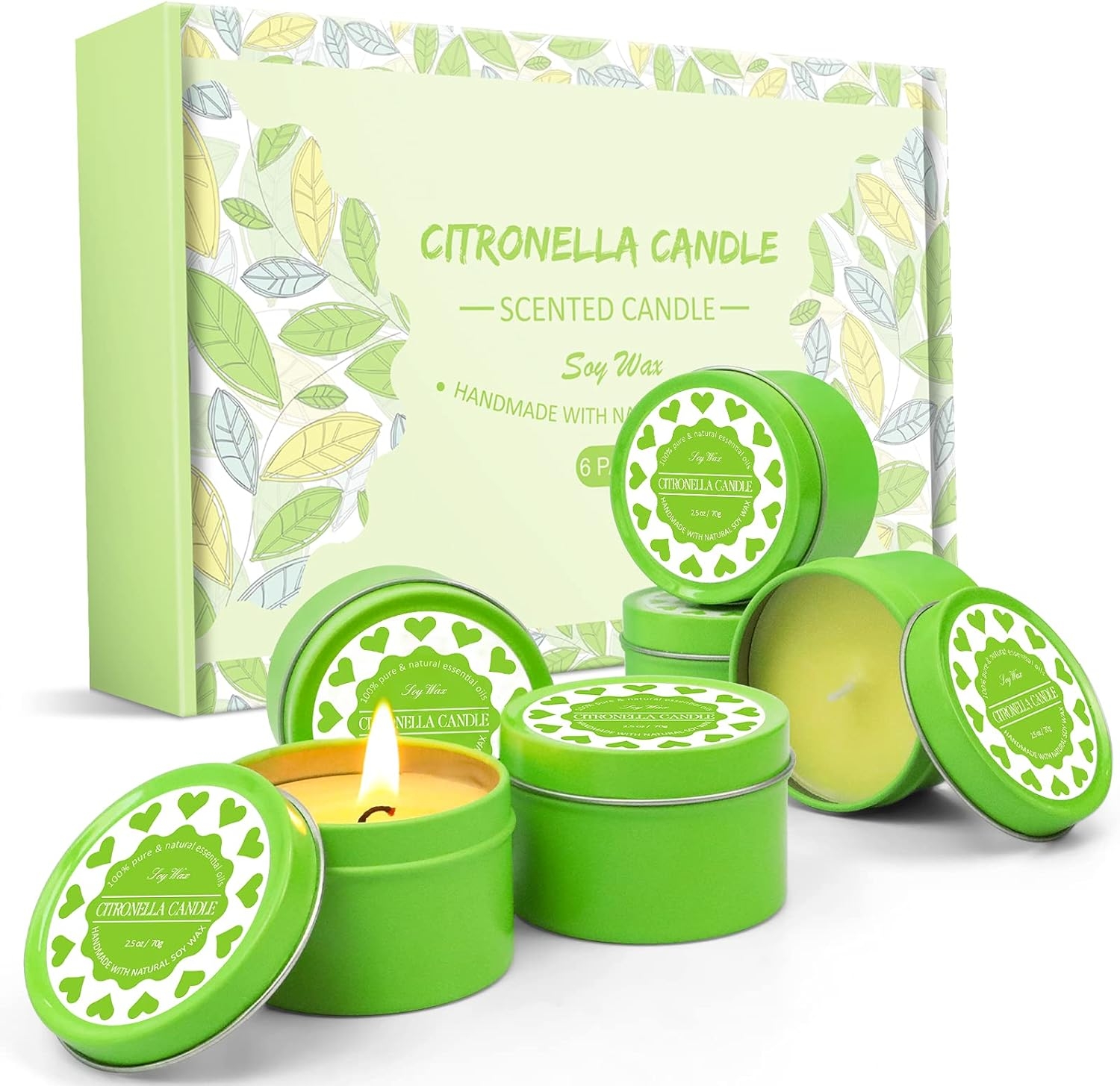 STRN Citronella Candles Outdoor, Scented Candles Lemongrass, Soy Wax Candles, Citronella Oil Candles, Summer Aromatherapy Candles for Indoor/Outdoor Use (6 Pack)