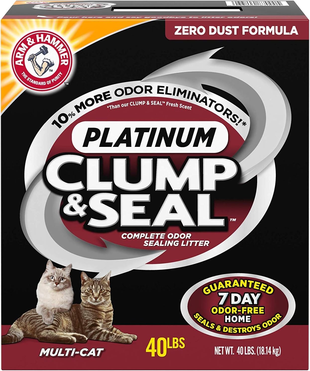ARM & HAMMER Clump & Seal Platinum Cat Litter, Multi-Cat